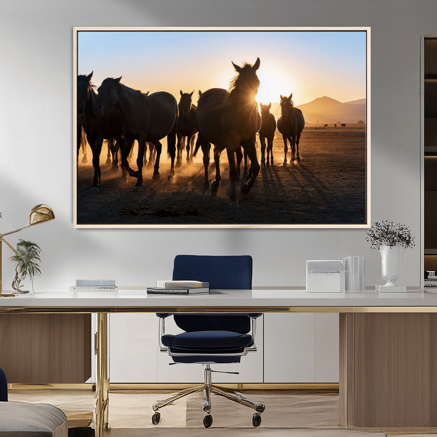 MGV-FC-36X24 - Horse Herd Wall Art Animal Canvas Print