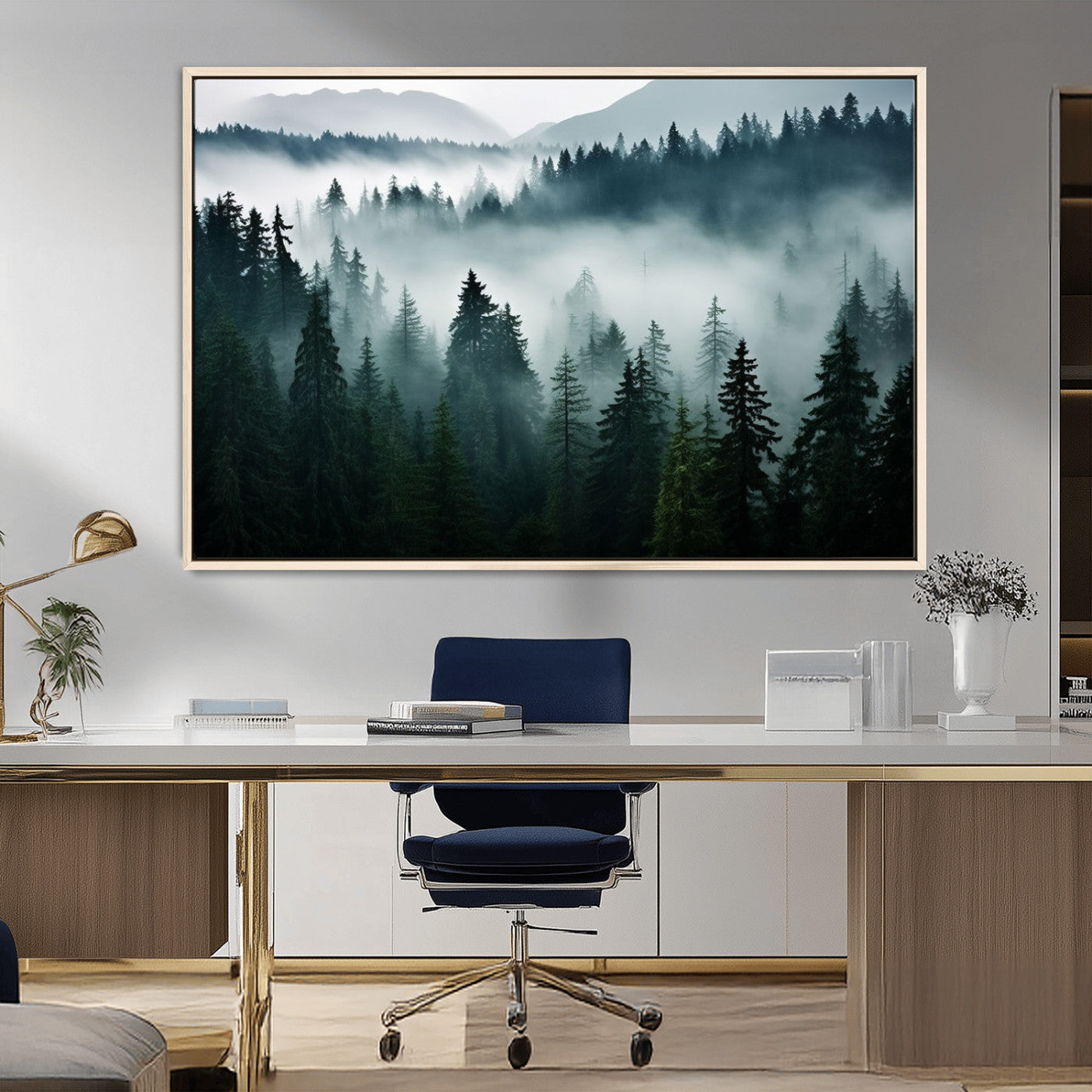 MGV-FC-36X24 - Captivating Misty Forest Wall Art Canvas, Premium Canvas Print a Foggy and Serene Atmosphere
