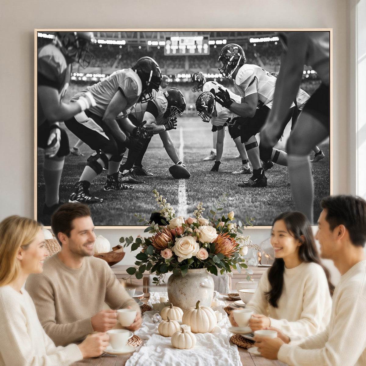 13273-MGV-CV-36X24 - American Football Wall Art Canvas Print Framed Stadium Sport