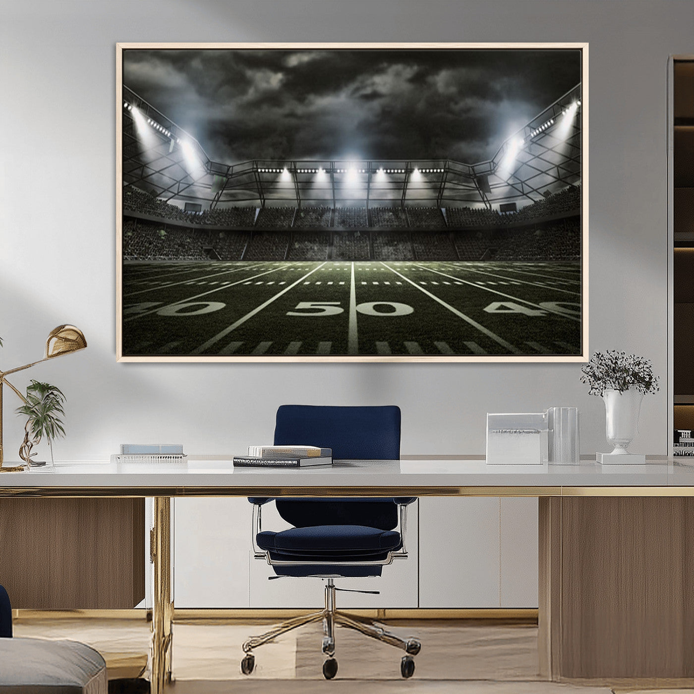 90107-MGV-FC-36X24_Natural-American Football Stadium Wall Art Canvas Print, Stadium Sport Wall Art Print