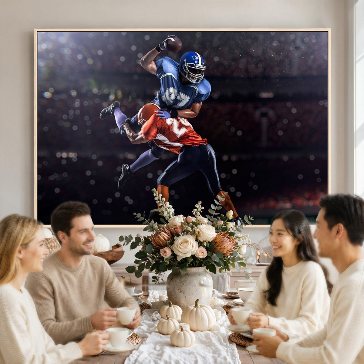 76491-MGV-CV-36X24 - American Football Wall Art Canvas Print, Stadium Sport Wall Art Print