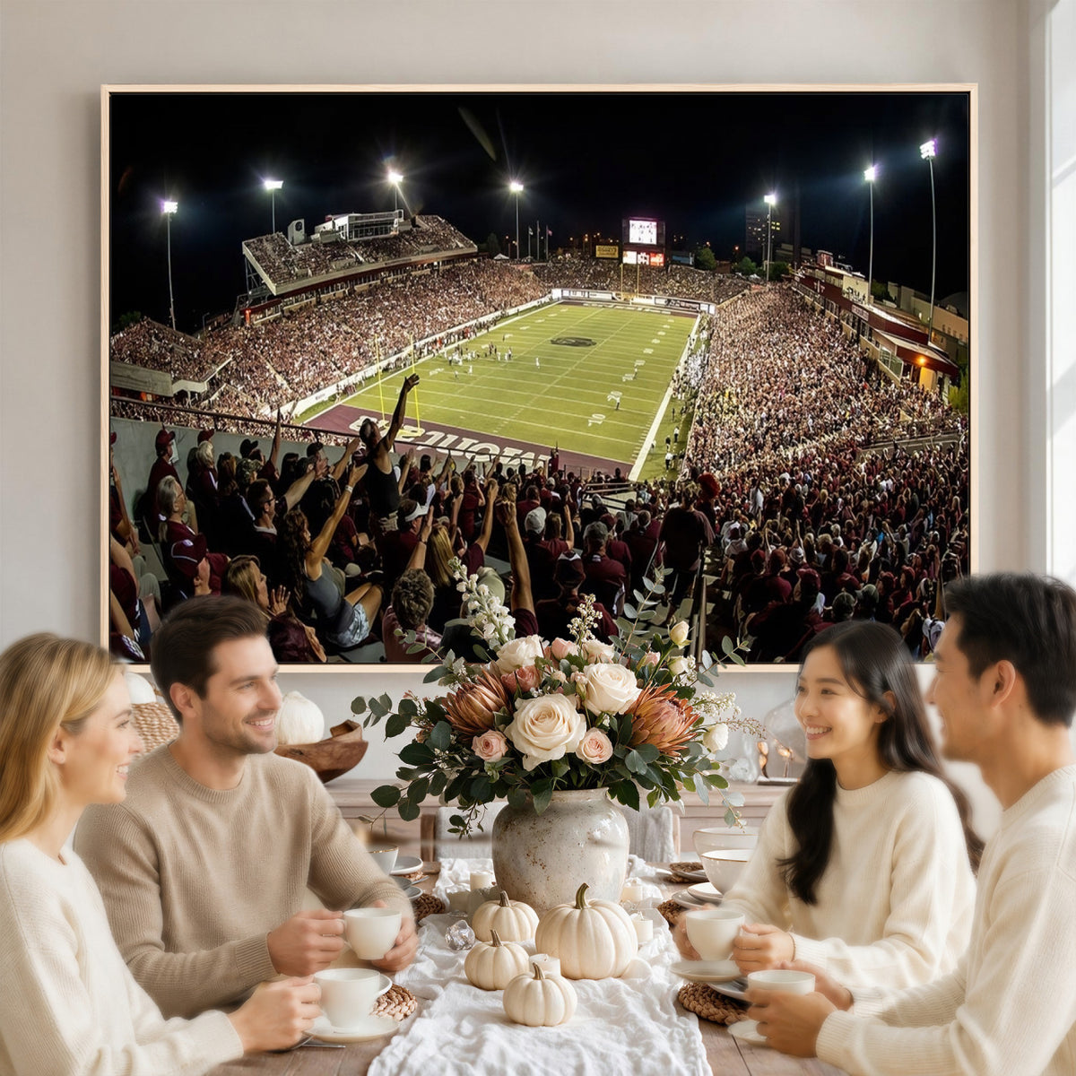 94126-MGV-CV-36X24 - Washington-Grizzly Stadium Canvas Wall Art | Exciting Game Night Atmosphere in Panoramic View