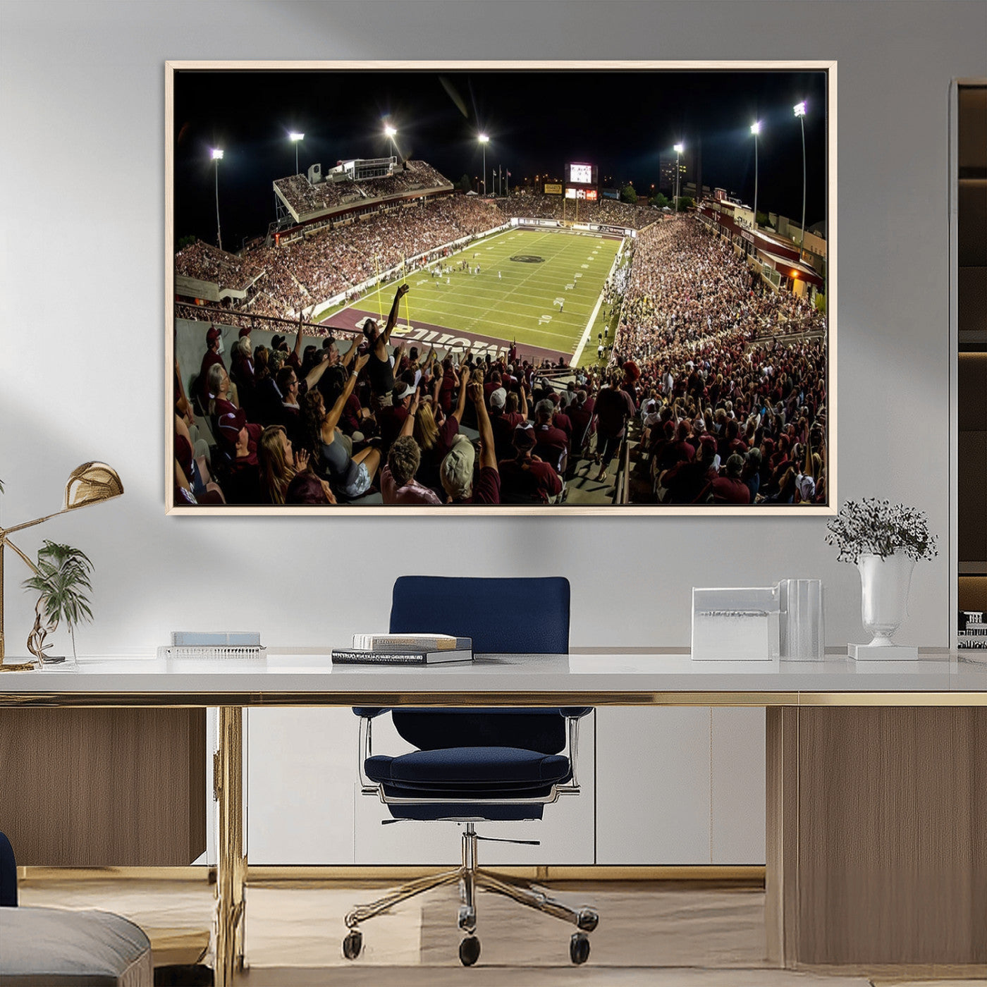 -Washington-Grizzly Stadium Canvas Wall Art – Exciting Game Night Atmosphere Captured in Panoramic