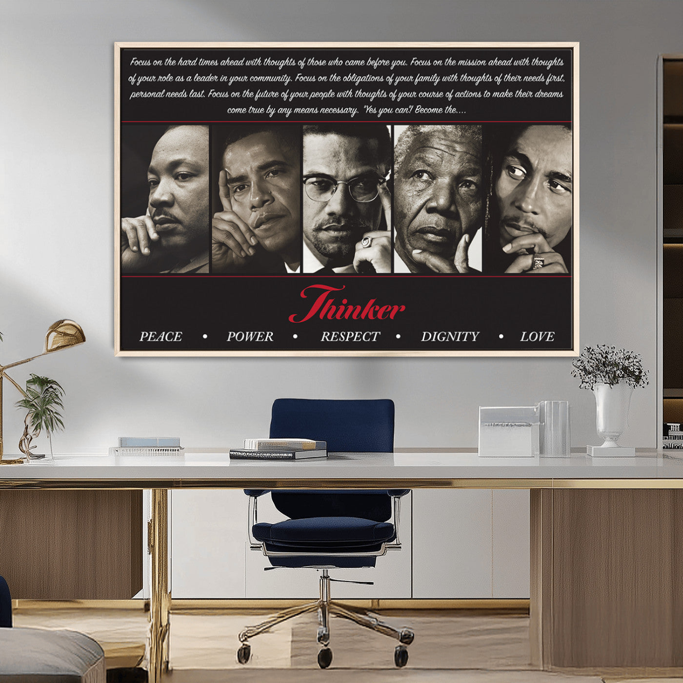 MGV-FC-36X24 - Thinkers of Wall Art Canvas Print - Inspirational Wall Art Featuring Icons of Peace, Power, and