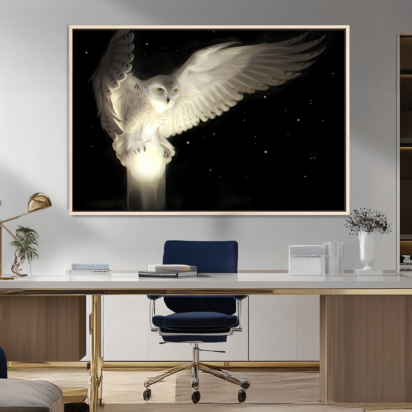 MGV-FC-36X24 - Night Owl Art -  Illuminating the Darkness – Unique Animal-Inspired Wall Art for Modern Decor |