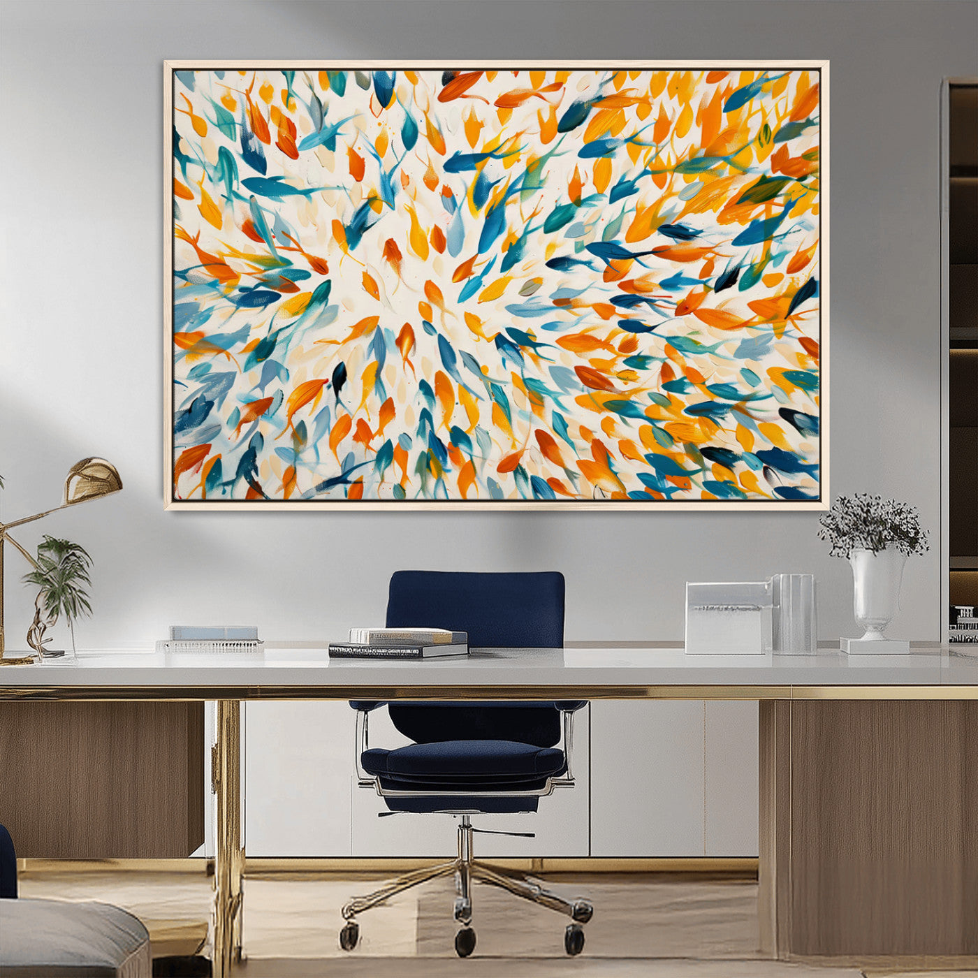 -Colorful Fish Wall Art Print – Abstract Ocean-Inspired Wall Art for Modern Spaces | Framed Canvas,