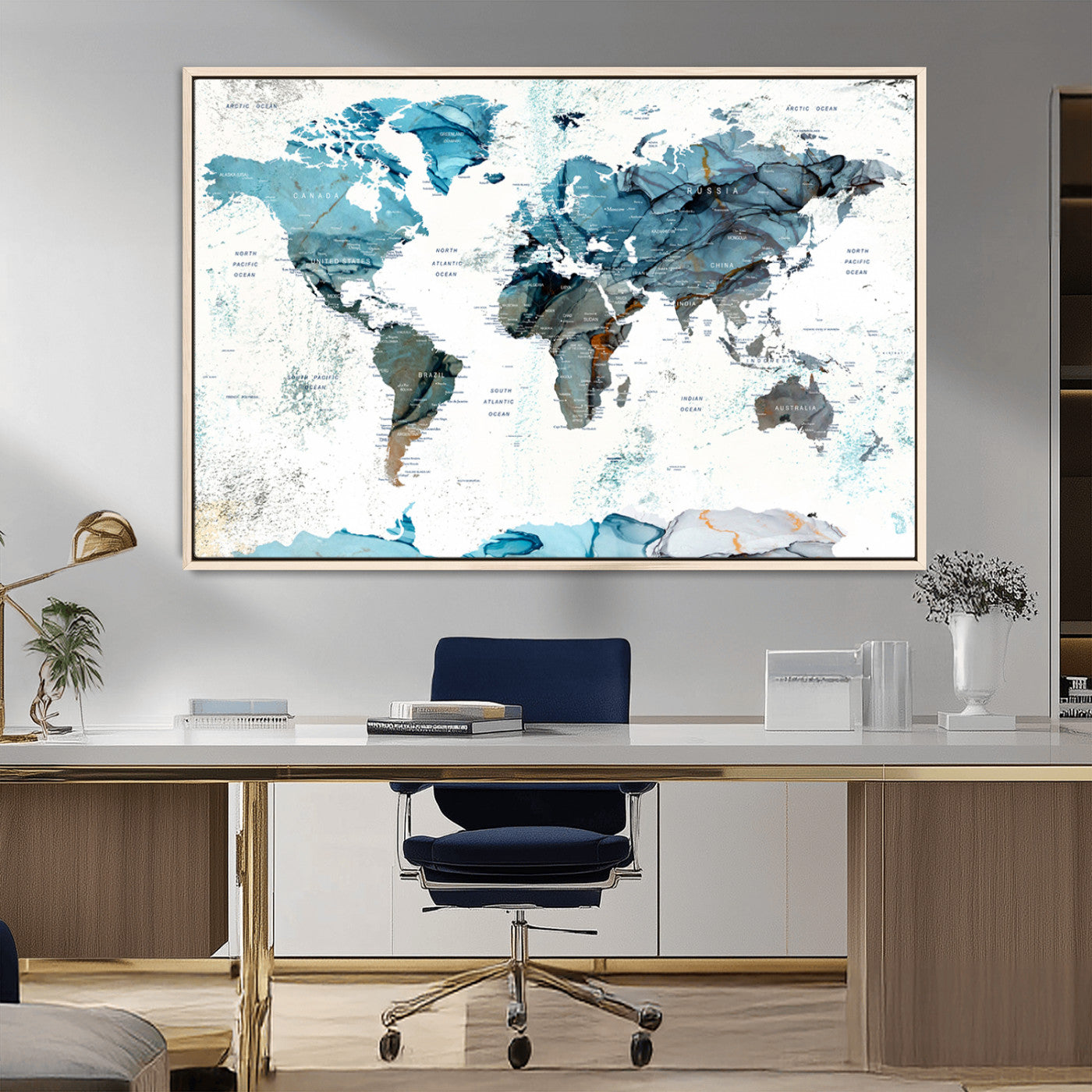 MGV-FC-36X24 - Push Pin World Map Canvas Print – Framed Wall Art for Couples to Track Their Travels – Anniversary