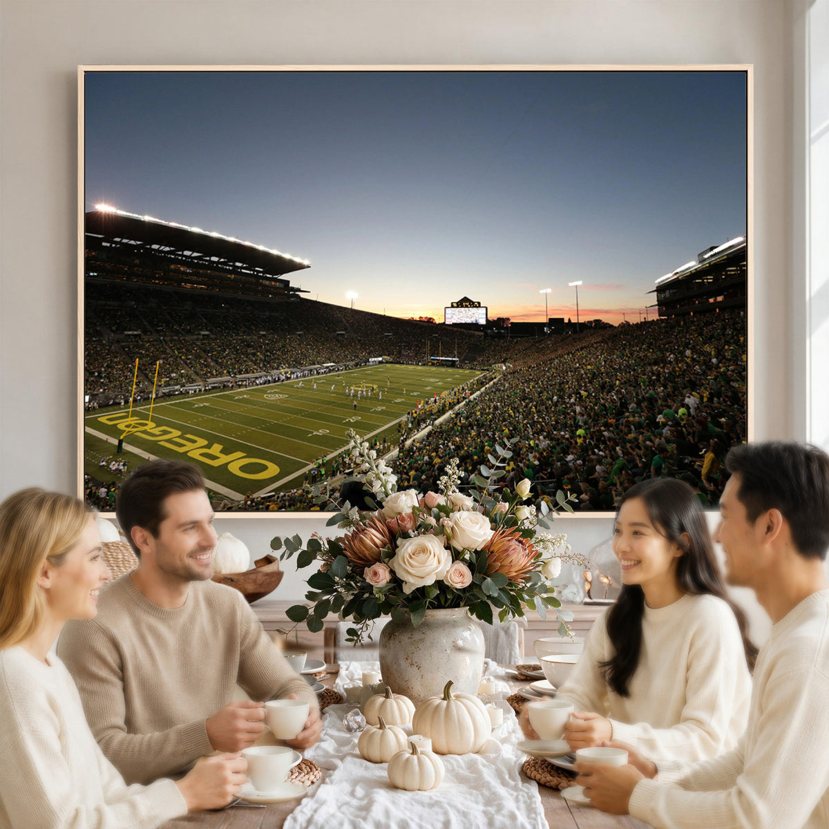 21429-MGV-CV-36X24 - Oregon Ducks Football Team Print - Eugene Autzen Stadium Wall Art Canvas Print