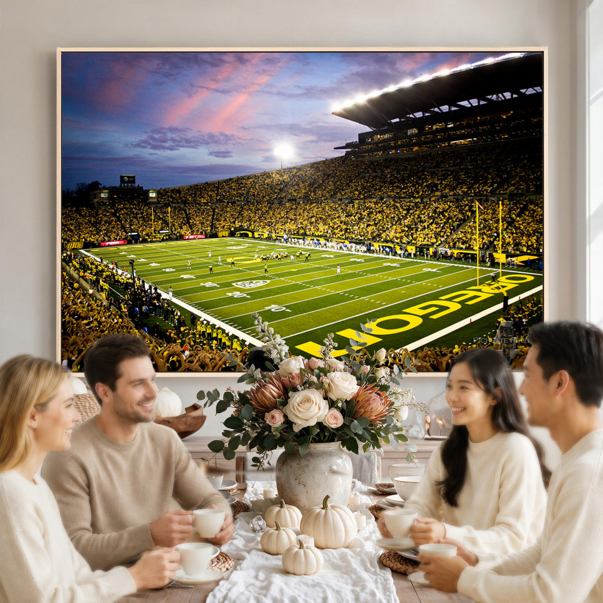 72017-MGV-CV-36X24 - University of Oregon Ducks Football Team Print, Eugene, Framed and Ready to Hang
