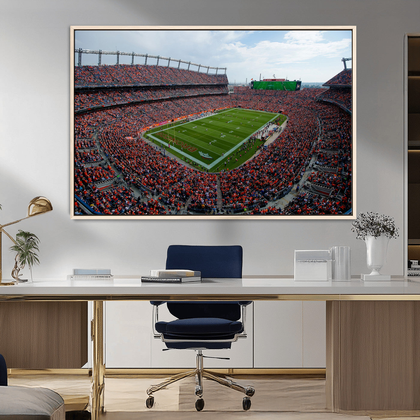 MGV-FC-36X24 - Denver Broncos Football Team Print - Empower Field Mile High Stadium Wall Art Canvas Print