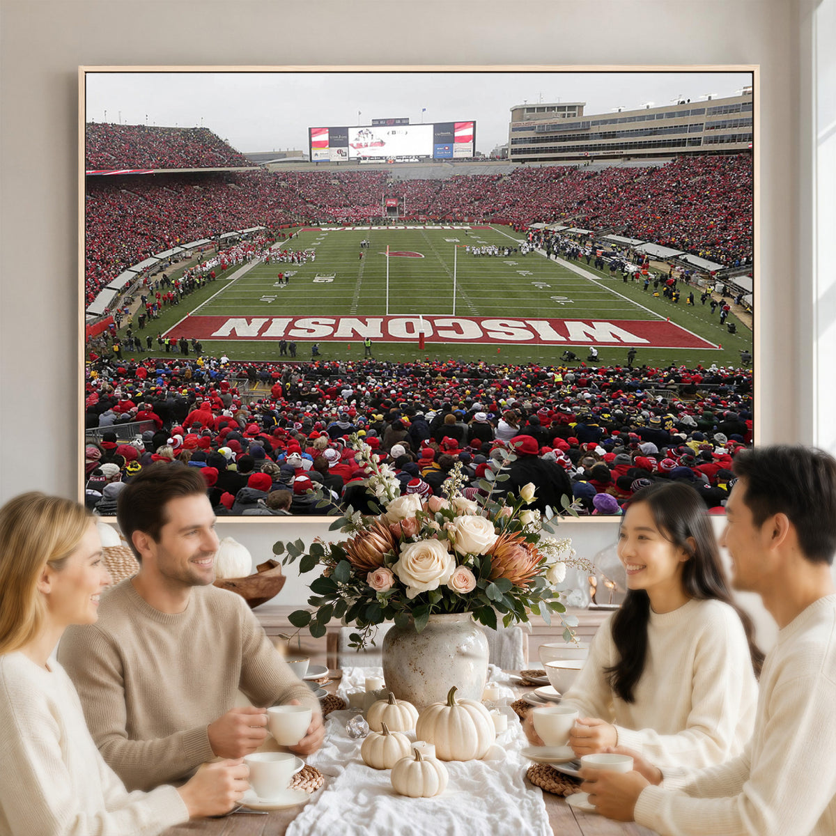 23461-MGV-CV-36X24 - Wisconsin Badgers Team Print Canvas, Madison Camp Randall Stadium Wall Art