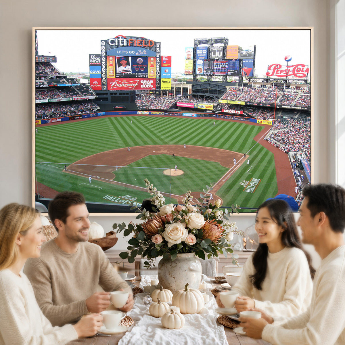 64829-MGV-CV-36X24 - New York Mets Baseball Team Print, Citi Field Baseball Stadium Wall Art