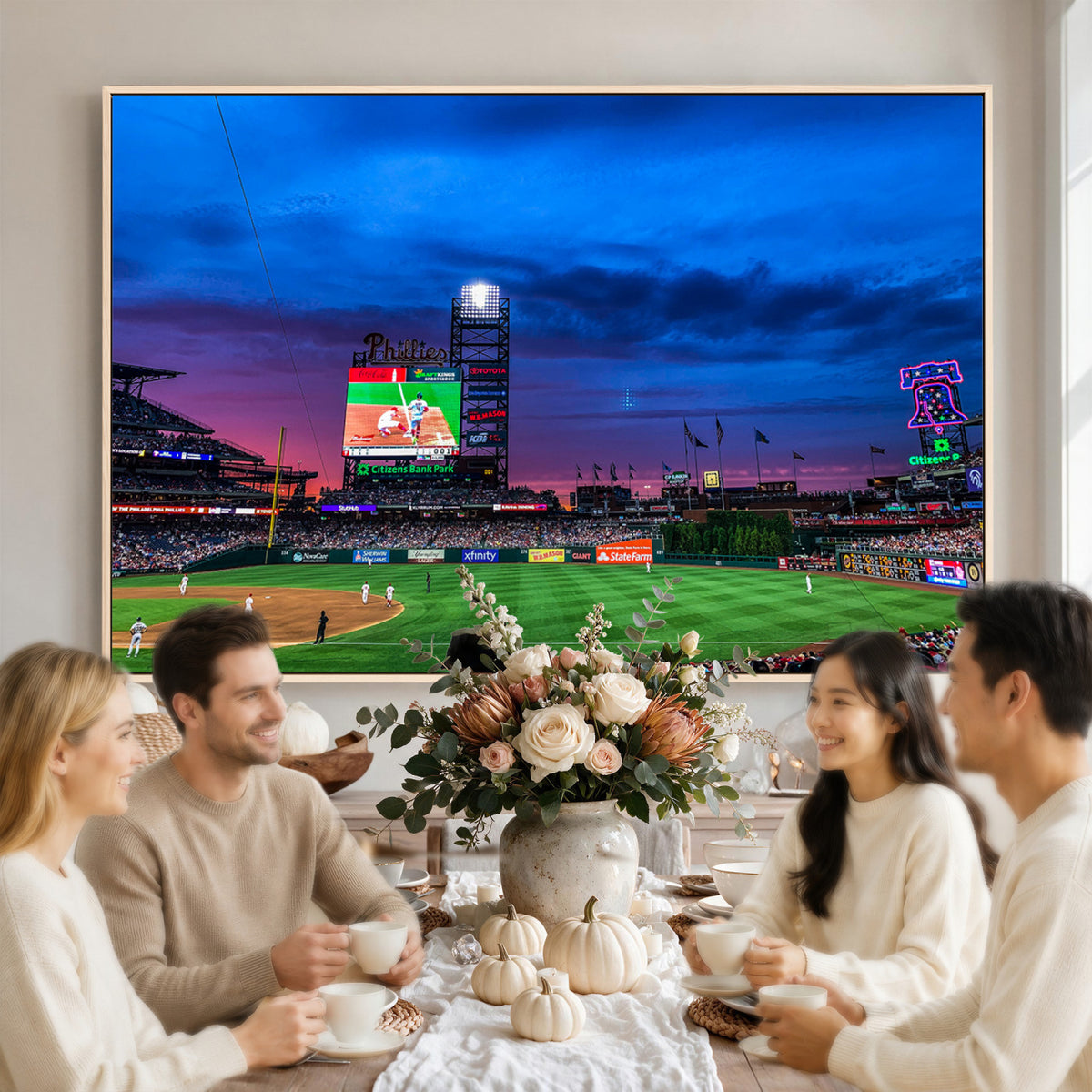 20427-MGV-CV-36X24 - Philadelphia Phillies Baseball Team Print, Citizens Bank Park, Extra Large Game Room Wall Decor
