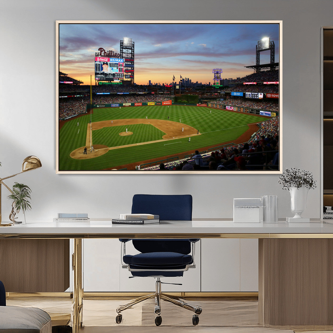 MGV-FC-36X24 - Citizens Bank Park Philadelphia Phillies Wall Art Canvas | 3-Panel Canvas Print of Phillies Stadium