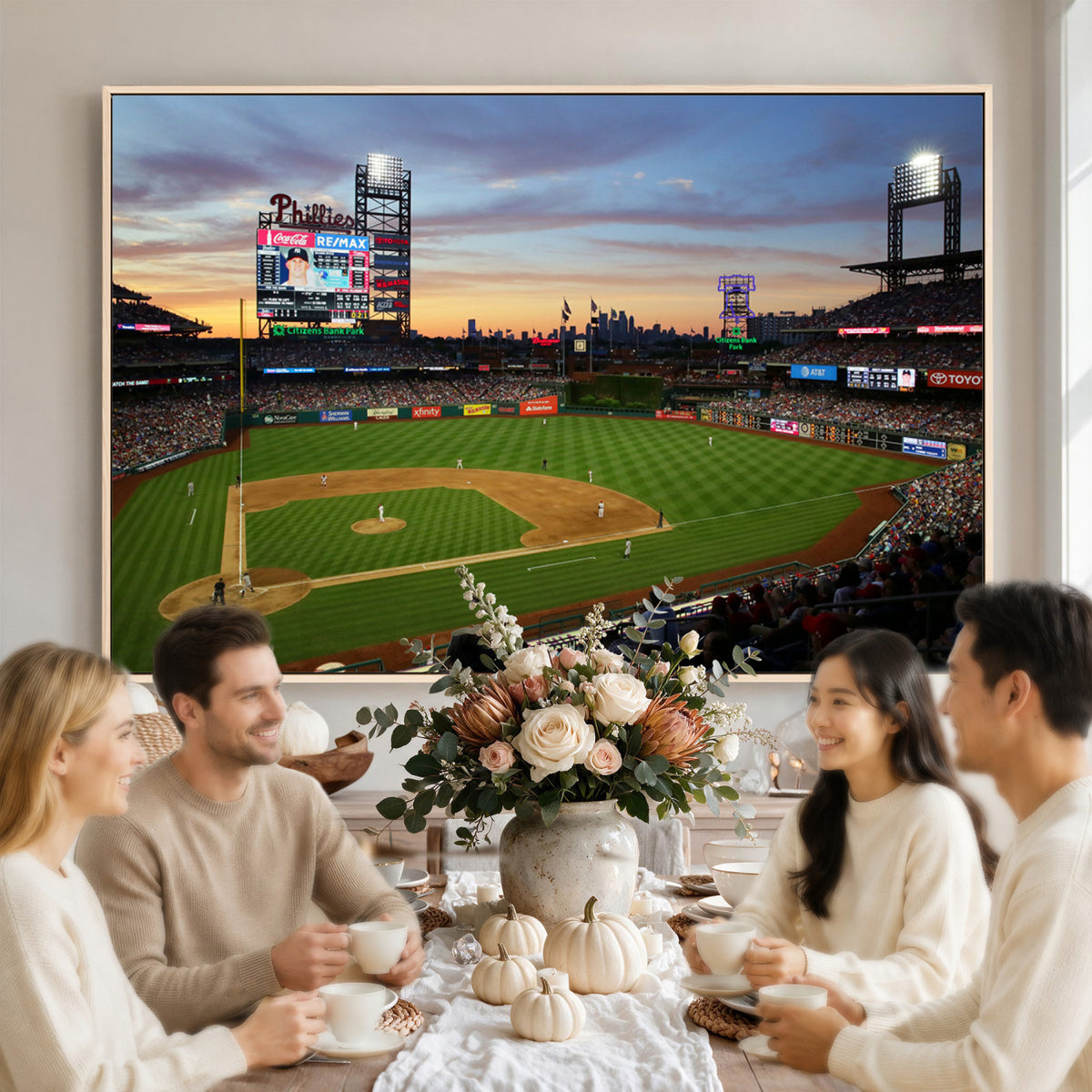 13778-MGV-CV-36X24 - Citizens Bank Park Philadelphia Phillies Wall Art Canvas | 3-Panel Canvas Print of Phillies Stadium