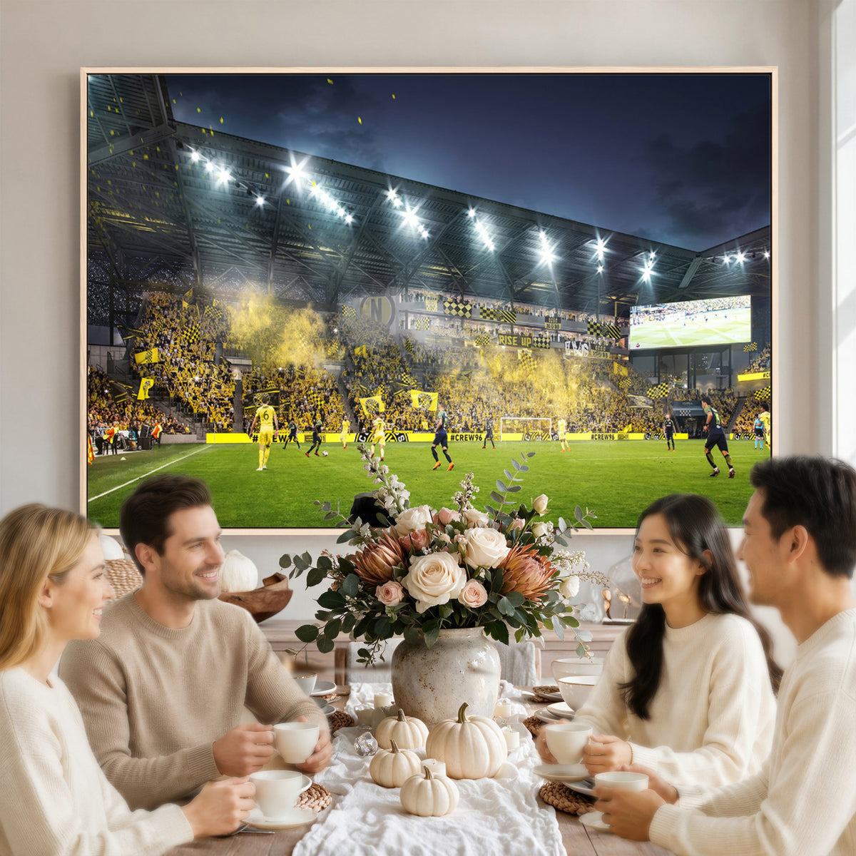 65820-MGV-CV-36X24 - Columbus Crew Stadium Match Triple Canvas Wall Art - Dynamic MLS Game Scene Canvas Wall Art