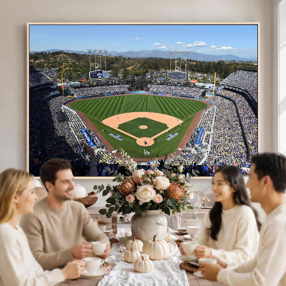 20436-MGV-CV-36X24 - Los Angeles Dodgers Dodger Stadium Wall Art Canvas Print, Framed and Ready to Hang