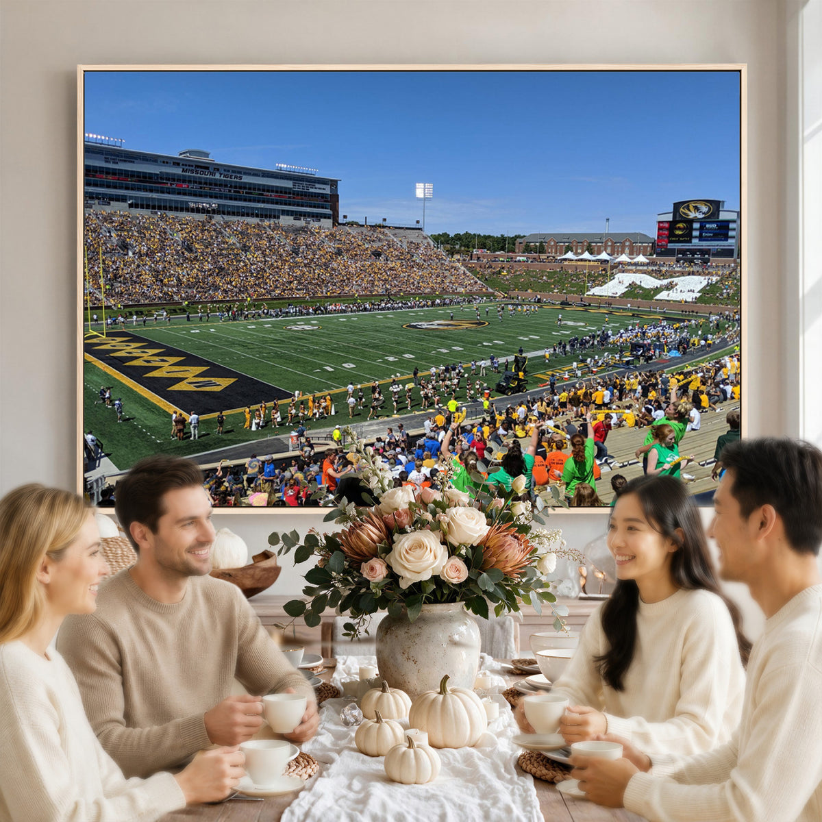 38399-MGV-CV-36X24 - University of Missouri Tigers Football Team Print, Columbia Faurot Field Memorial Stadium Wall Art