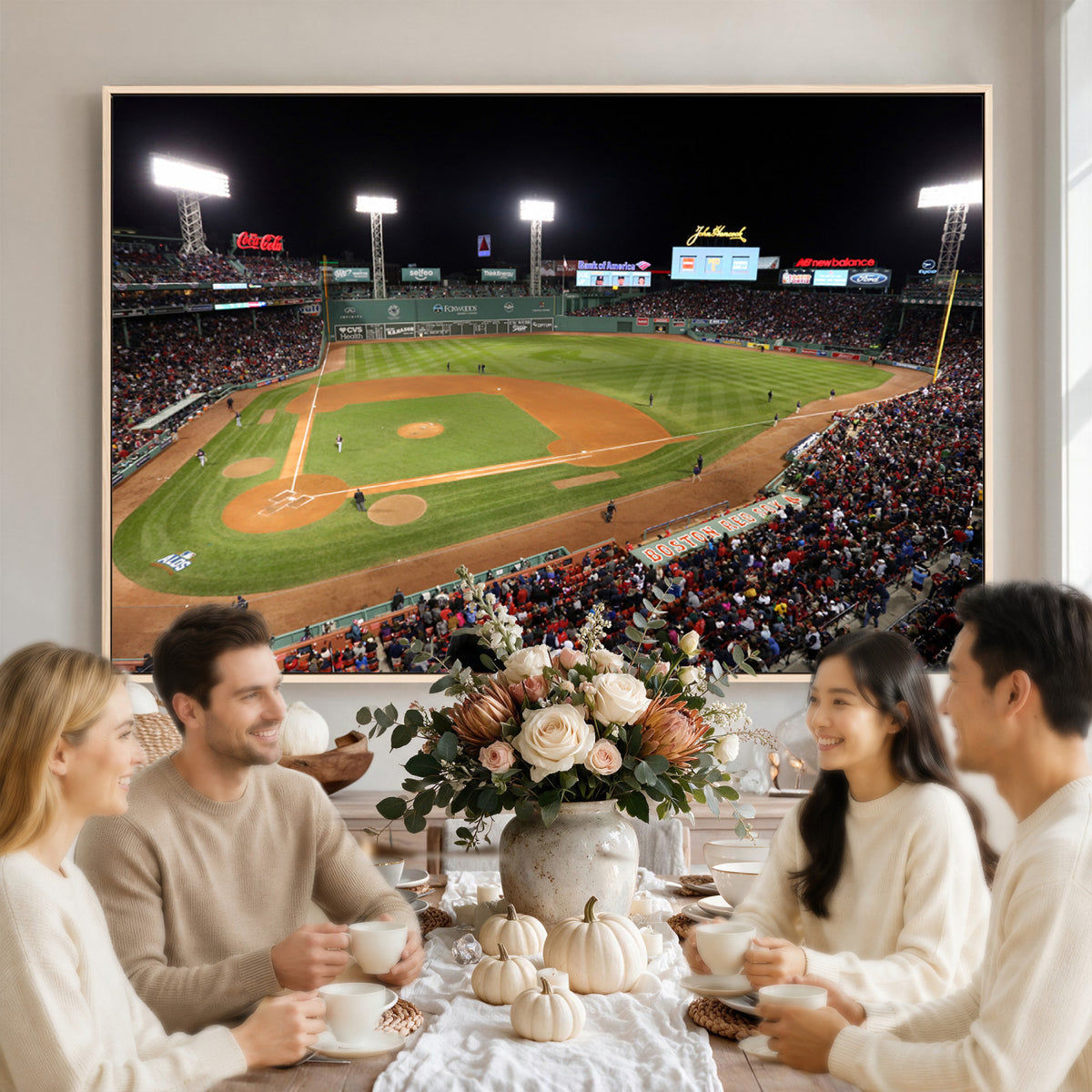 41158-MGV-CV-36X24 - Boston Red Sox Baseball Team Print, Massachusetts Fenway Park Stadium Wall Art