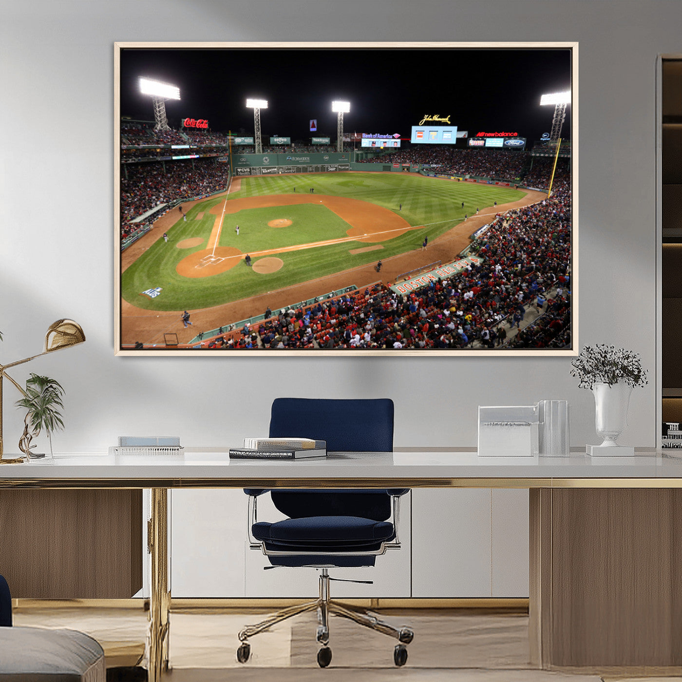 MGV-FC-36X24 - Boston Red Sox Baseball Team Print - Massachusetts Fenway Park Stadium Wall Art Canvas Print
