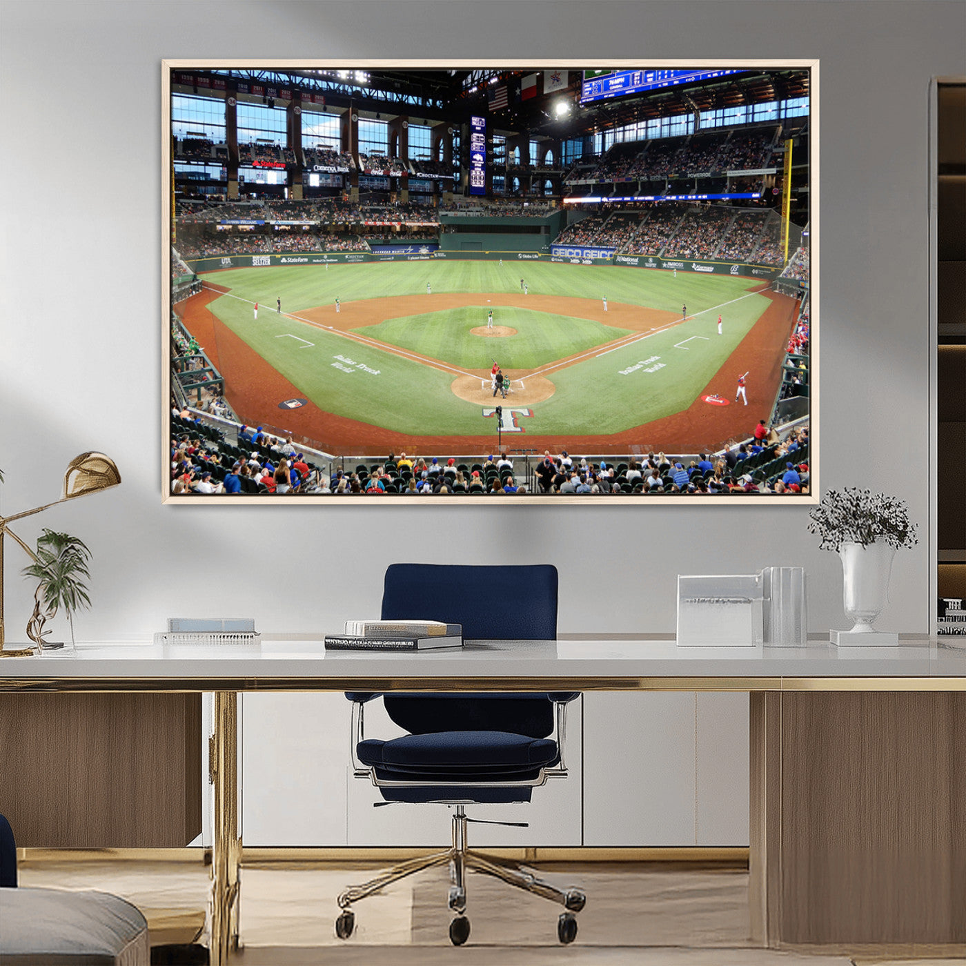 MGV-FC-36X24 - Texas Rangers Baseball Team Print - Arlington Globe Life Field Stadium Canvas Print Wall Art