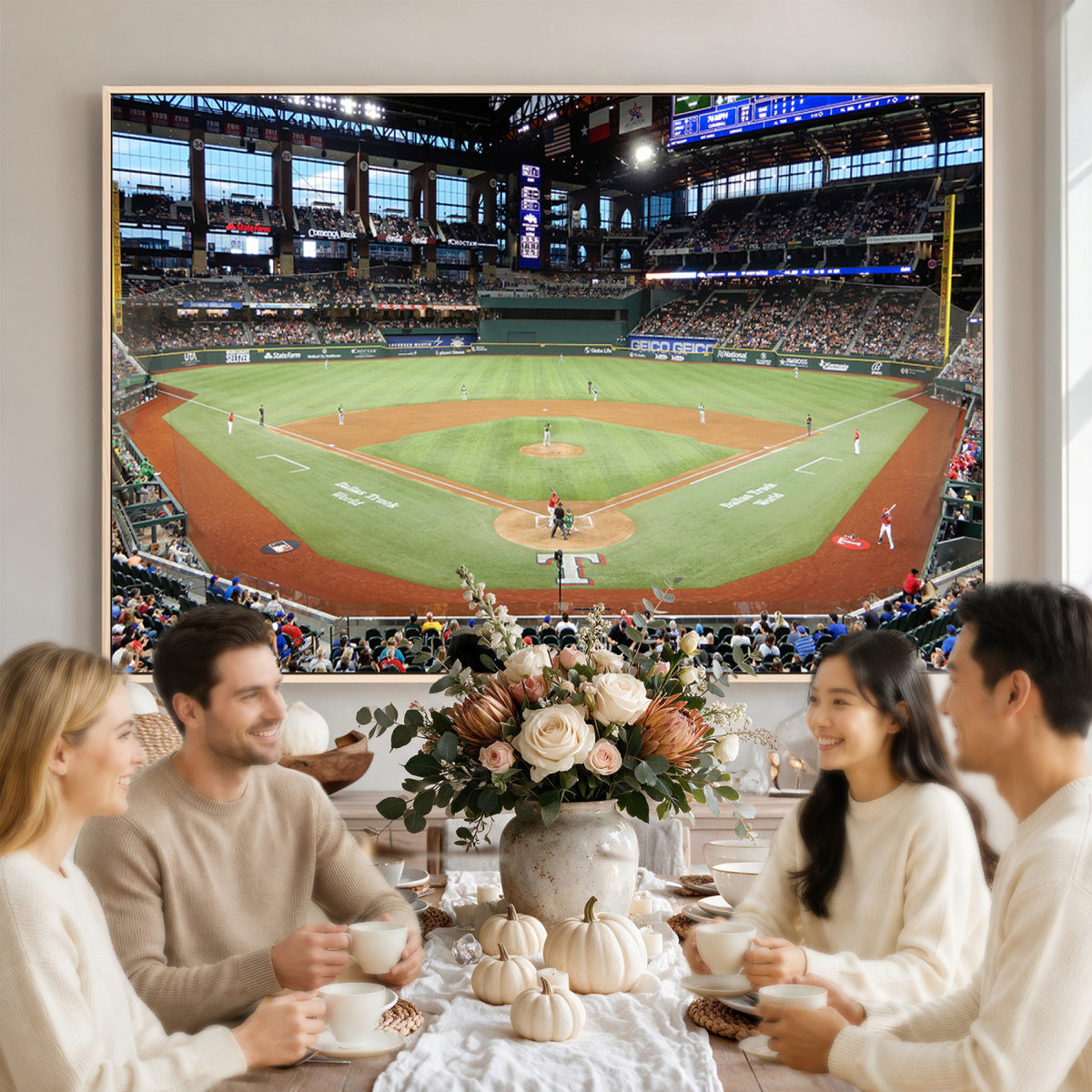 78468-MGV-CV-36X24 - Texas Rangers Baseball Team Print, Arlington Globe Life Field Stadium Wall Art