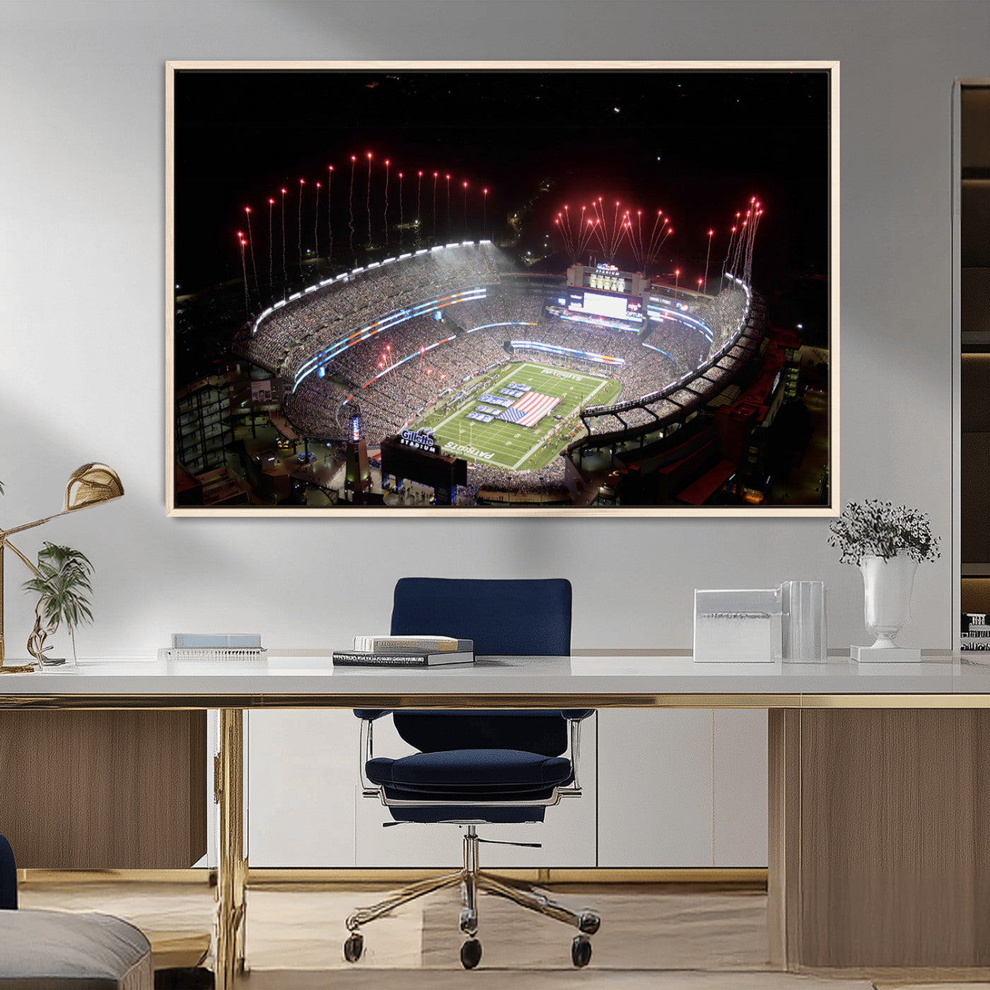 MGV-FC-36X24 - New England Patriots Team Print Wall Art- Foxborough Gillette Stadium Wall Art Canvas Print