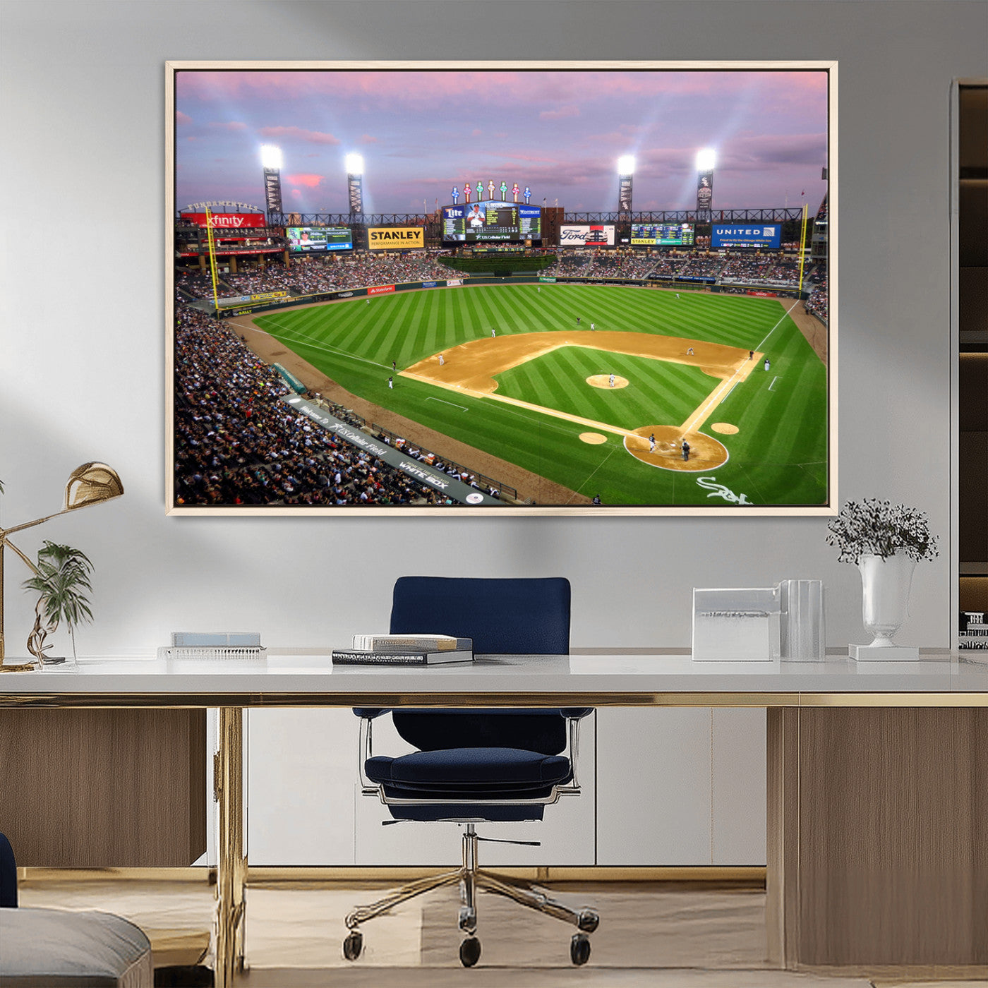 MGV-FC-36X24 - Chicago White Sox Baseball Team Print Canvas- Guaranteed Rate Field Stadium Wall Art Canvas Print
