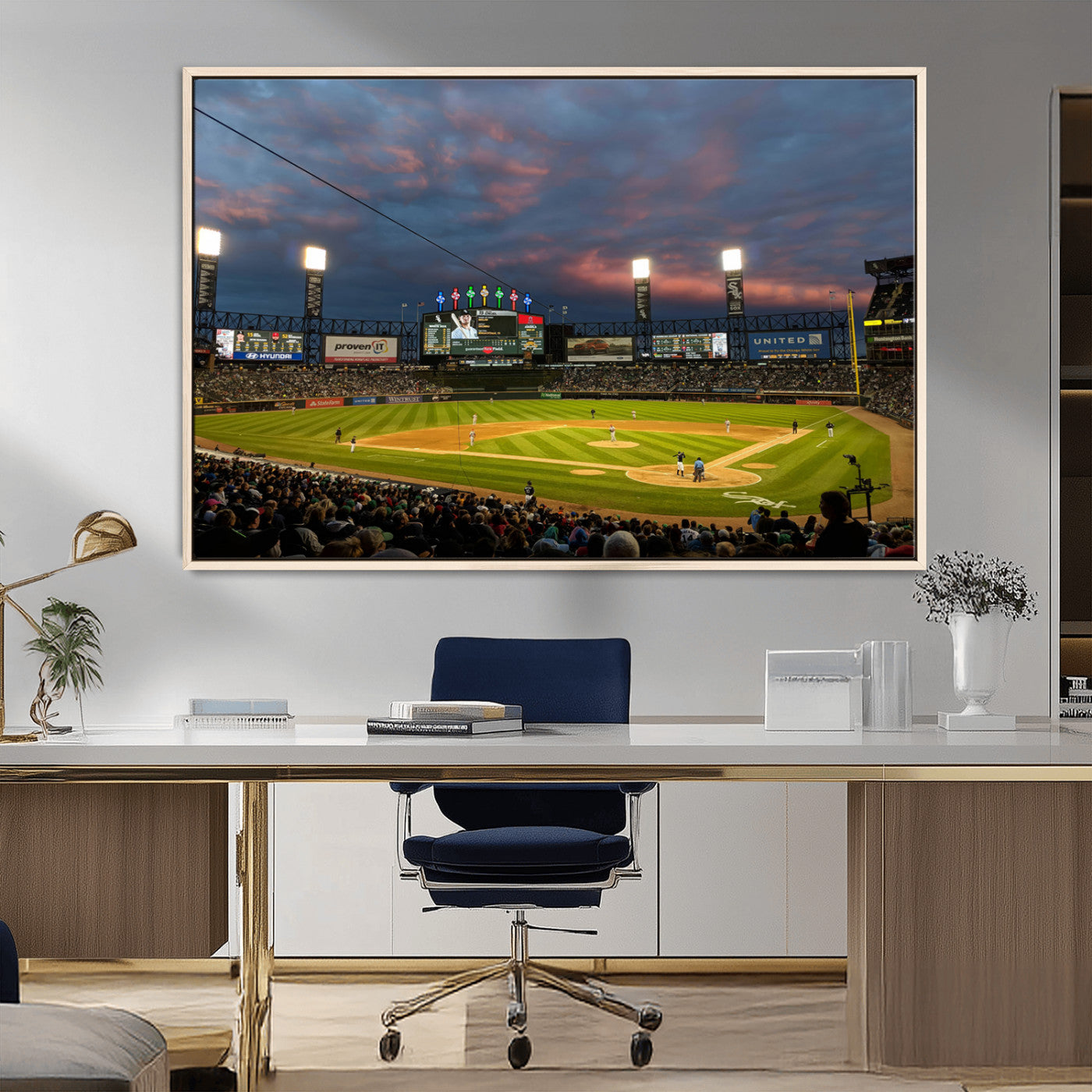 MGV-FC-36X24 - Chicago White Sox Baseball Team Print Canvas- Guaranteed Rate Field Stadium Wall Art Canvas Print