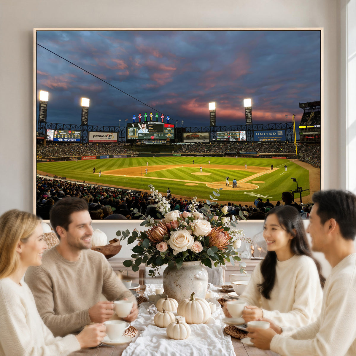 96063-MGV-CV-36X24 - Chicago White Sox Baseball Team Print Canvas, Guaranteed Rate Field, Framed and Ready to Hang