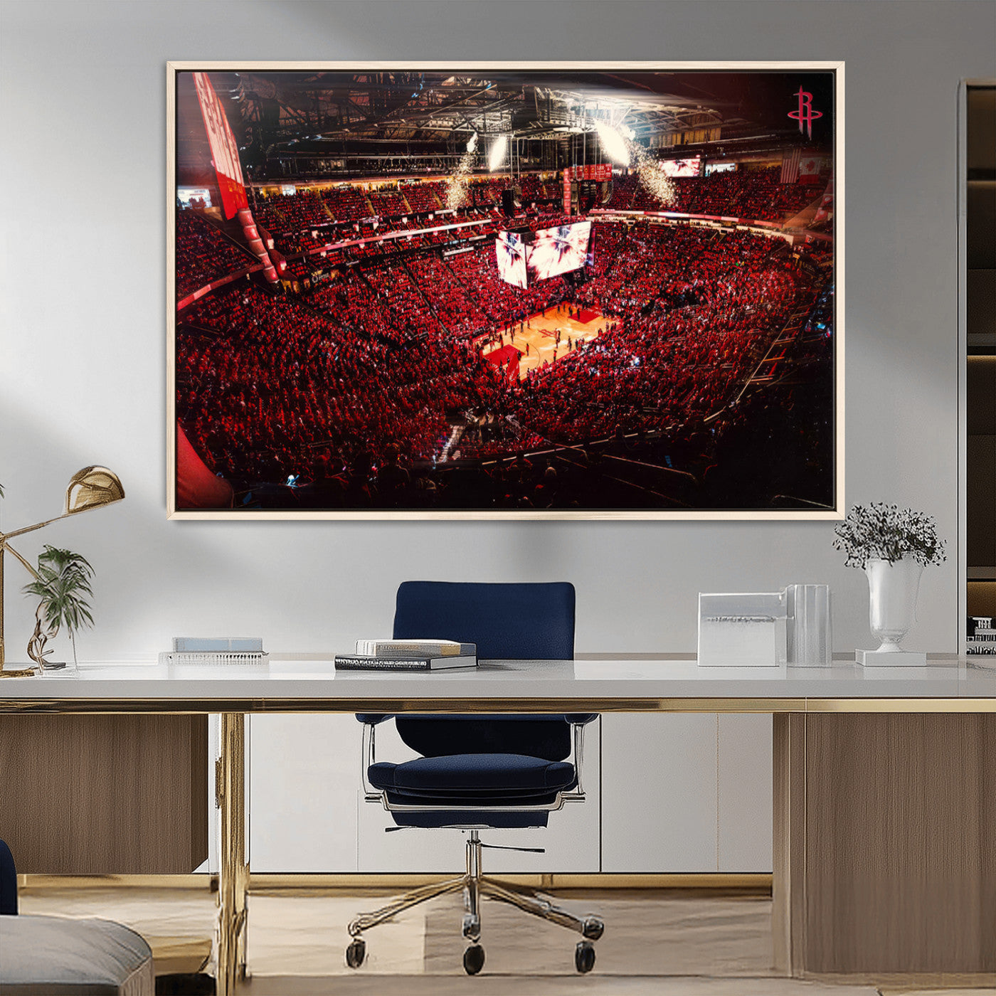 MGV-FC-36X24 - Houston Rockets Basketball Team Print Canvas- Houston Toyota Center Stadium Wall Art Canvas Print