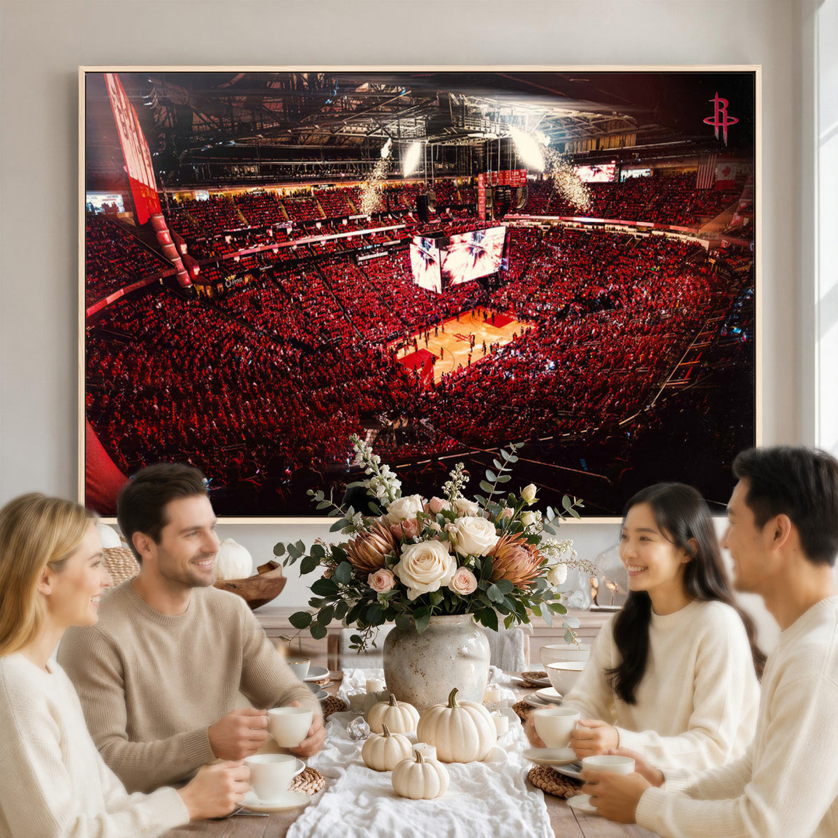 91527-MGV-CV-36X24 - Houston Rockets Basketball Team Print Canvas, Houston Toyota Center Arena Wall Art