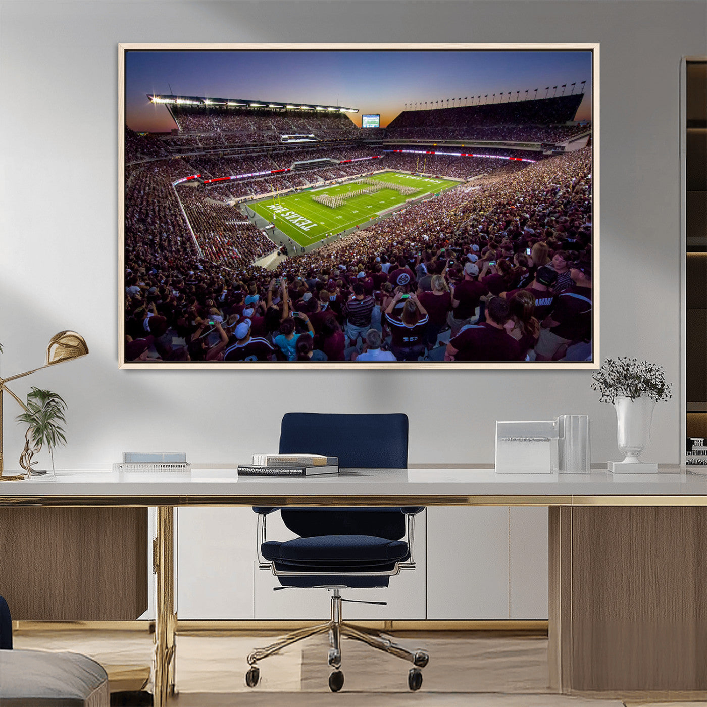 MGV-FC-36X24 - Texas A&M University Aggies Football Team Print - College Station Kyle Field Stadium Wall Art Canvas