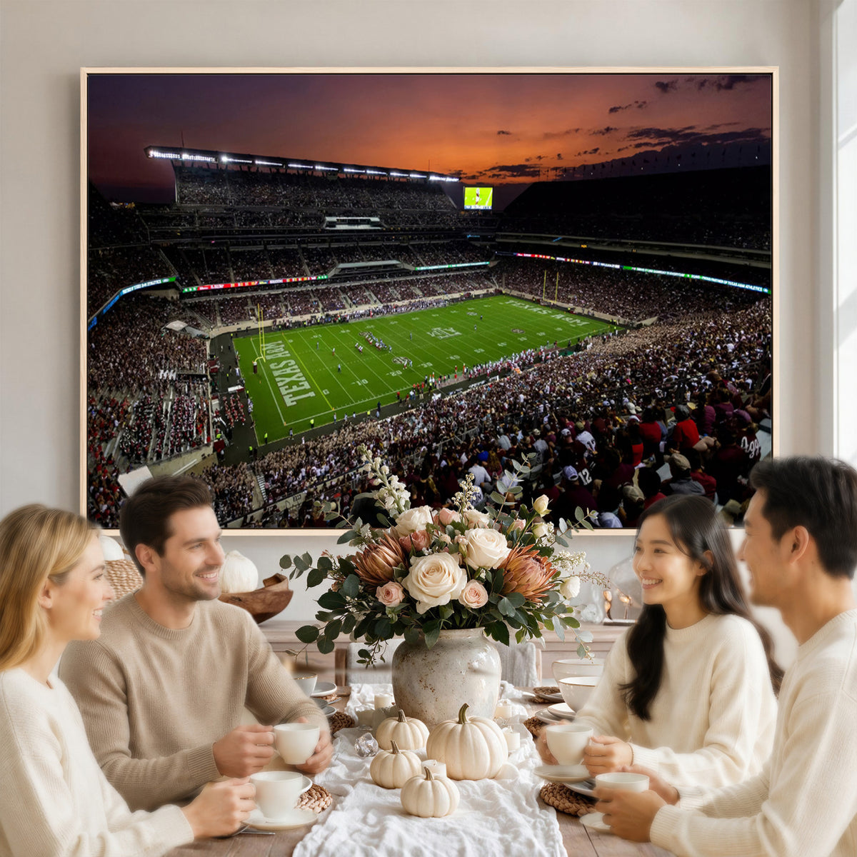 45603-MGV-CV-36X24 - Texas A&M University Aggies Football Team Print, College Station Kyle Field Stadium Wall Art