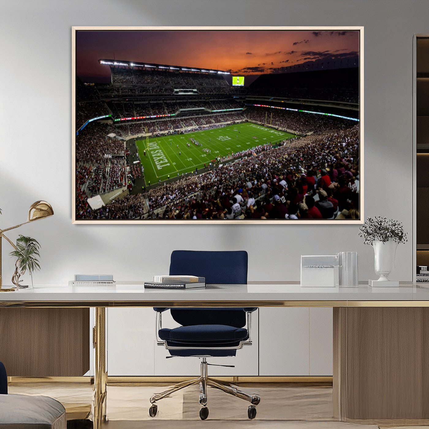 MGV-FC-36X24 - Texas A&M Aggies Football Team Print - College Station Kyle Field Stadium Wall Art Canvas Print