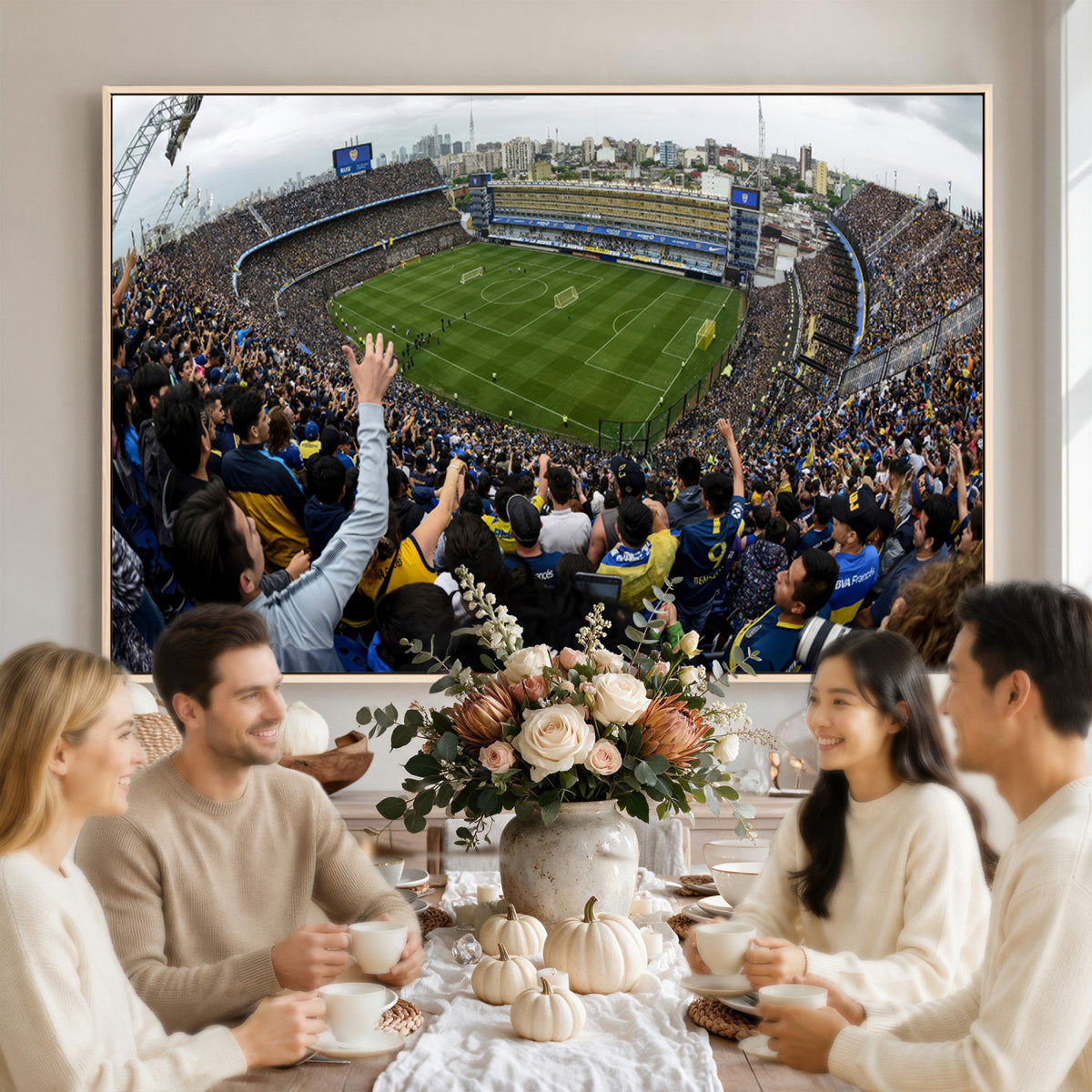 23173-MGV-CV-36X24 - Boca Juniors Soccer Team Print, Buenos Aires Bombonera, Framed and Ready to Hang