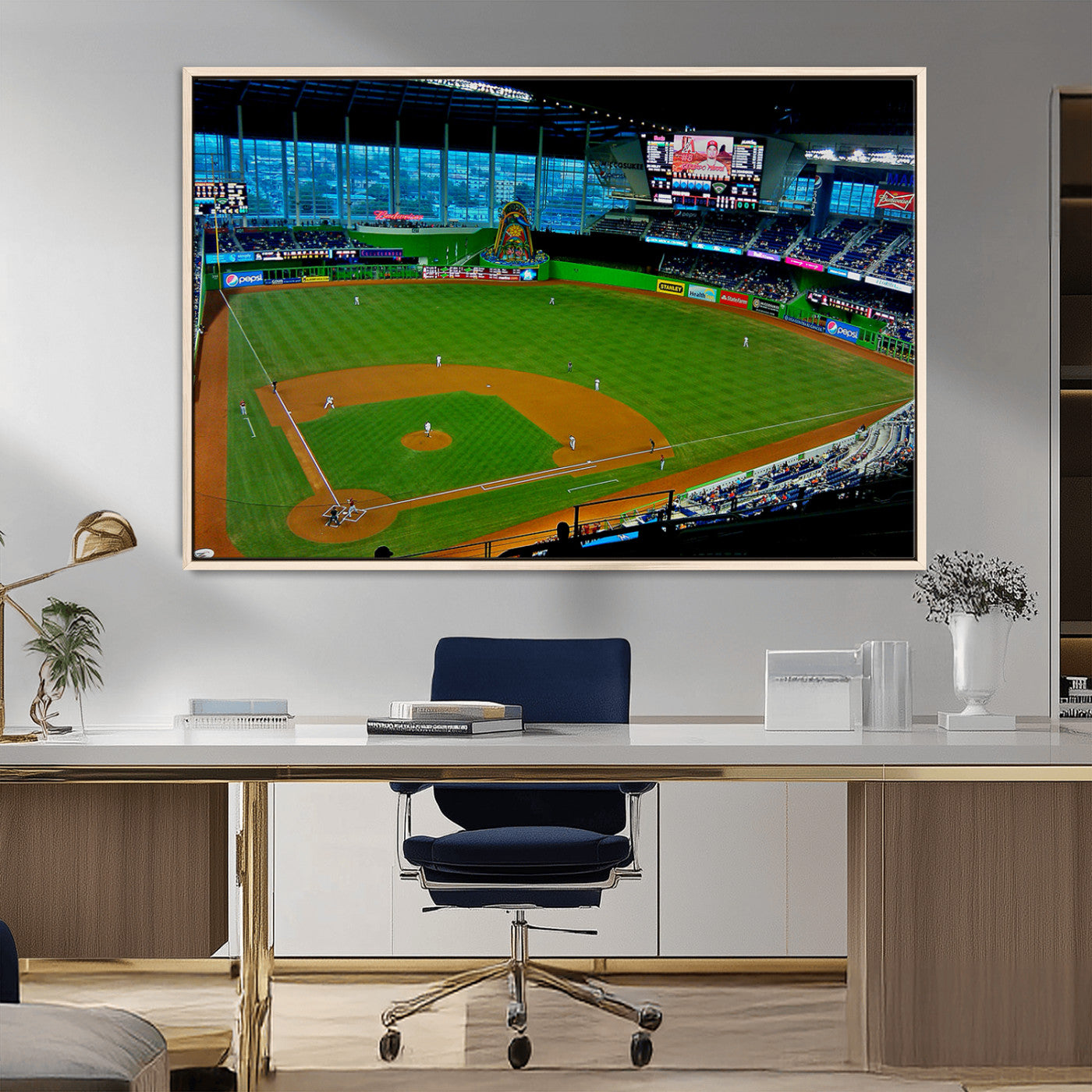 MGV-FC-36X24 - Miami Marlins Baseball Team Print - Miami LoanDepot Park Stadium Wall Art Canvas Print