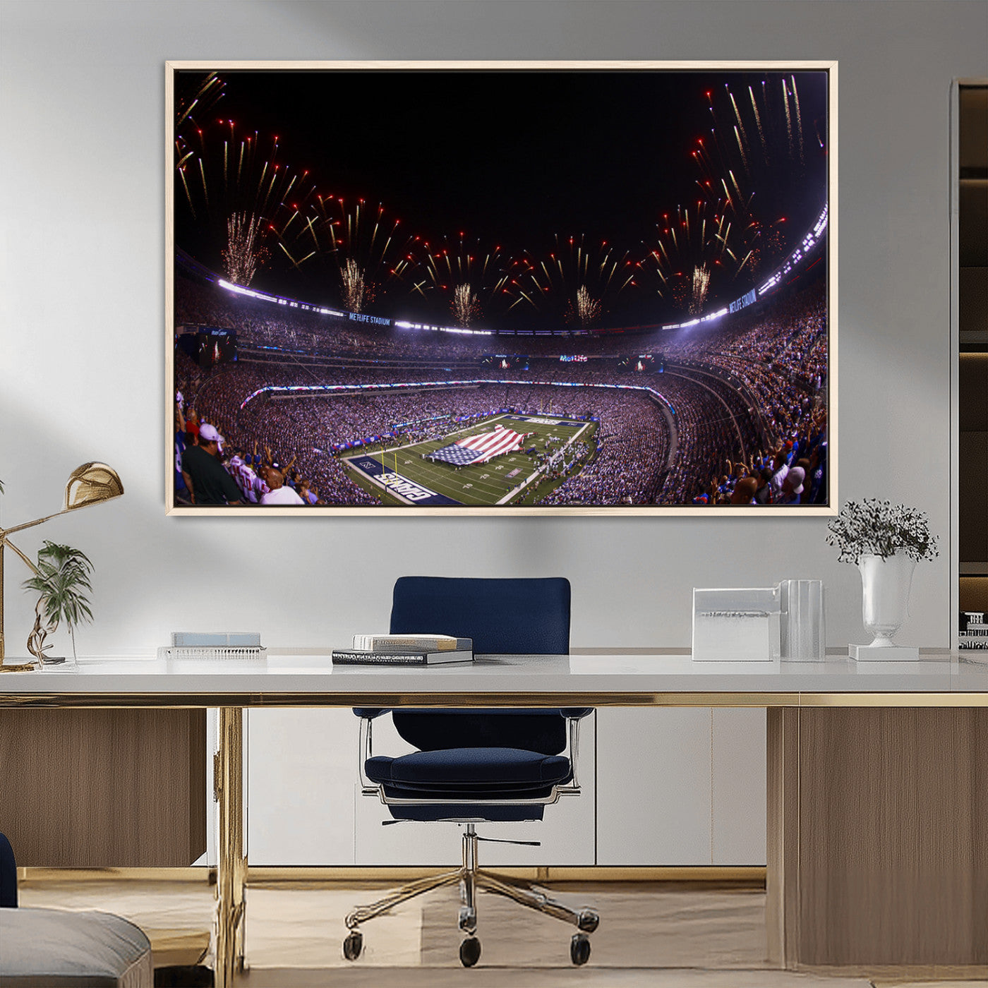 MGV-FC-36X24 - New York Giants Football Team Print - East Rutherford MetLife Stadium Wall Art Canvas Print