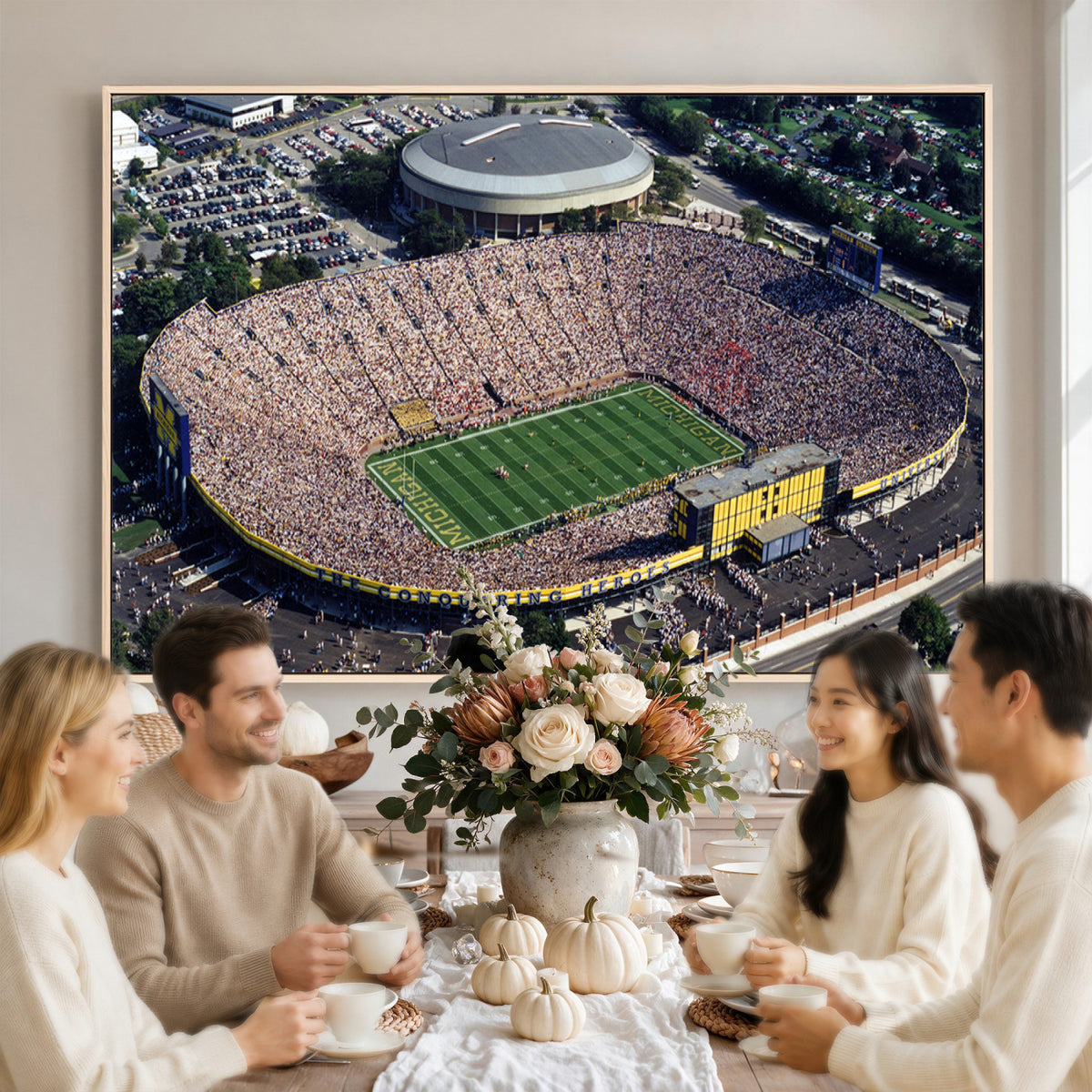 27314-MGV-CV-36X24 - Michigan Wolverines Football Team Print, Ann Arbor Michigan Stadium Wall Art