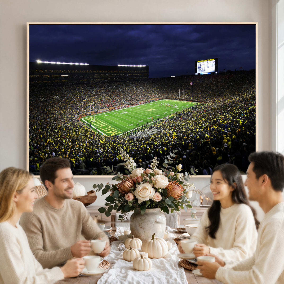 15448-MGV-CV-36X24 - Michigan Wolverines Football Canvas Wall Decor, Football Team Print, Ann Arbor Michigan Stadium