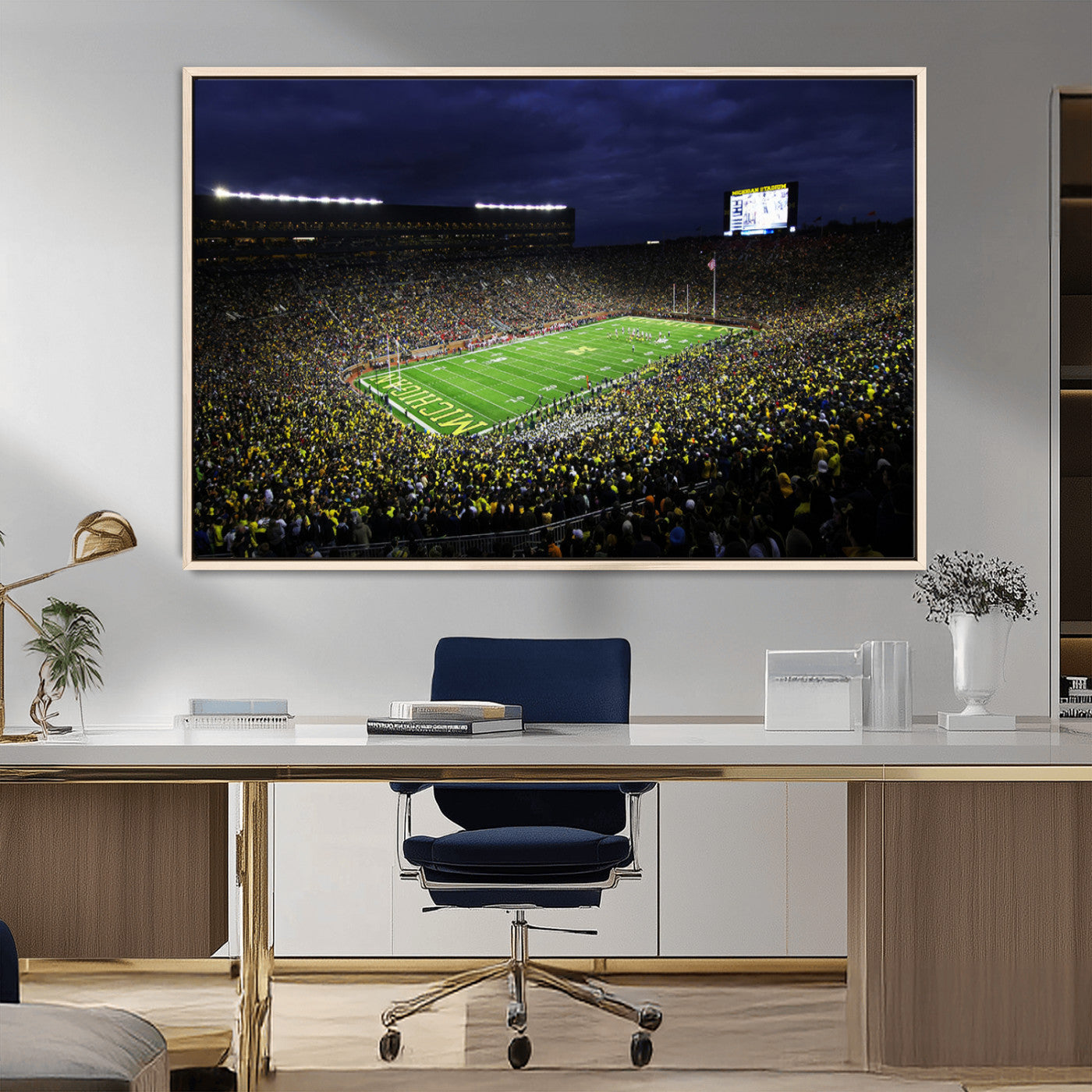 MGV-FC-36X24 - Michigan Wolverines Football Canvas Wall Decor, Football Team Print - Ann Arbor Michigan Stadium