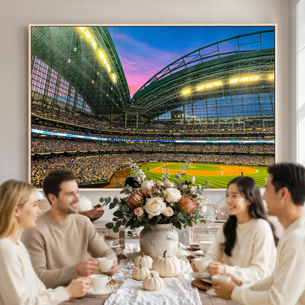 17006-MGV-CV-36X24 - Milwaukee Brewers Baseball Team Print Canvas, American Family Field Stadium Wall Art