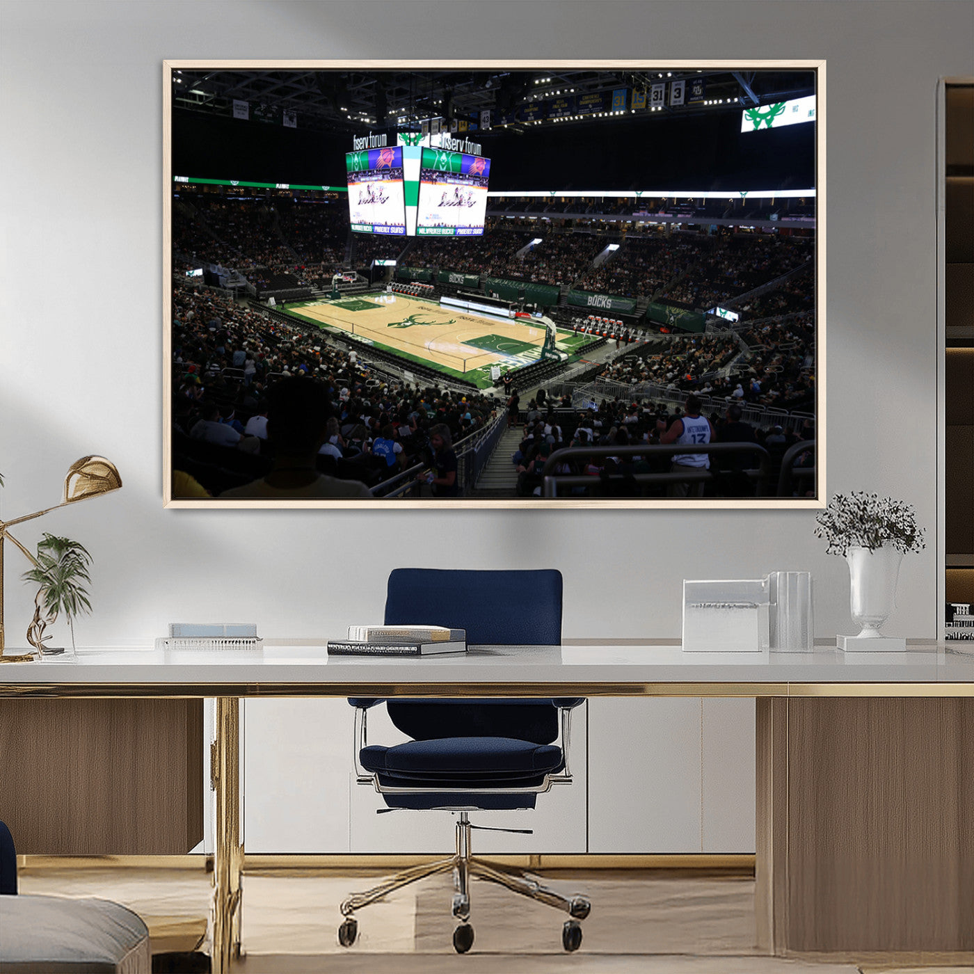 MGV-FC-36X24 - Milwaukee Bucks Basketball Print - Fiserv Forum Stadium Wall Art Canvas Print