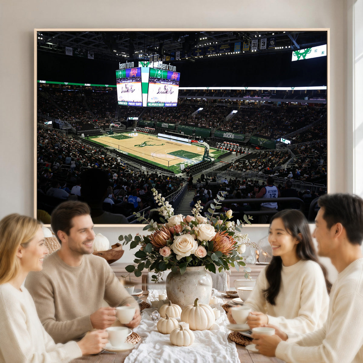 69882-MGV-CV-36X24 - Milwaukee Bucks Basketball Print, Fiserv Forum Stadium Wall Art