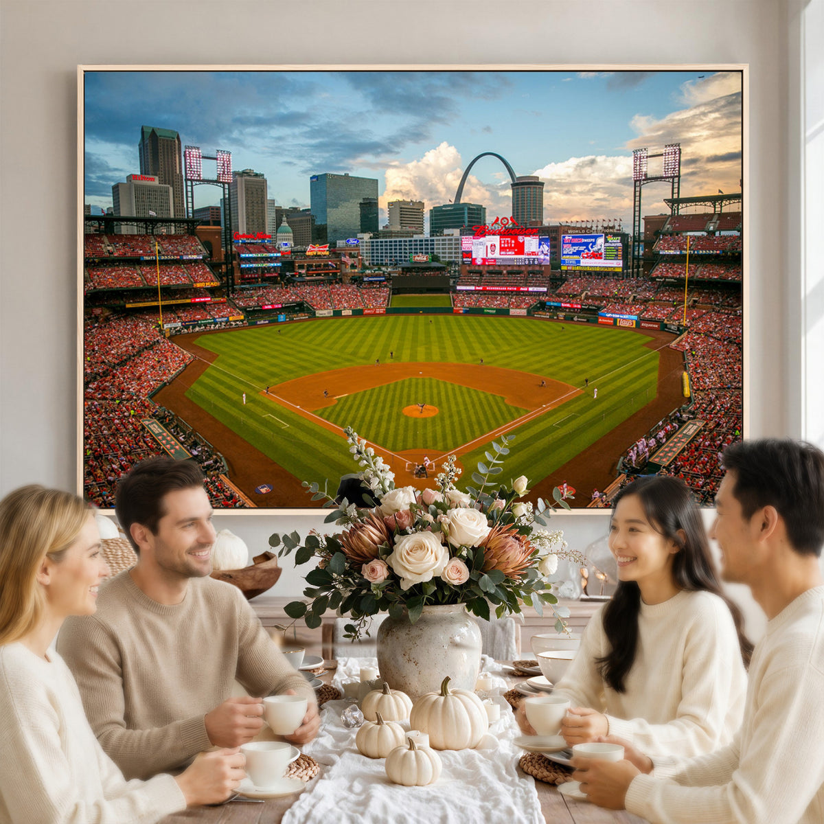 34054-MGV-CV-36X24 - St. Louis Cardinals Baseball Team Print, Busch Stadium Wall Art, Framed and Ready to Hang