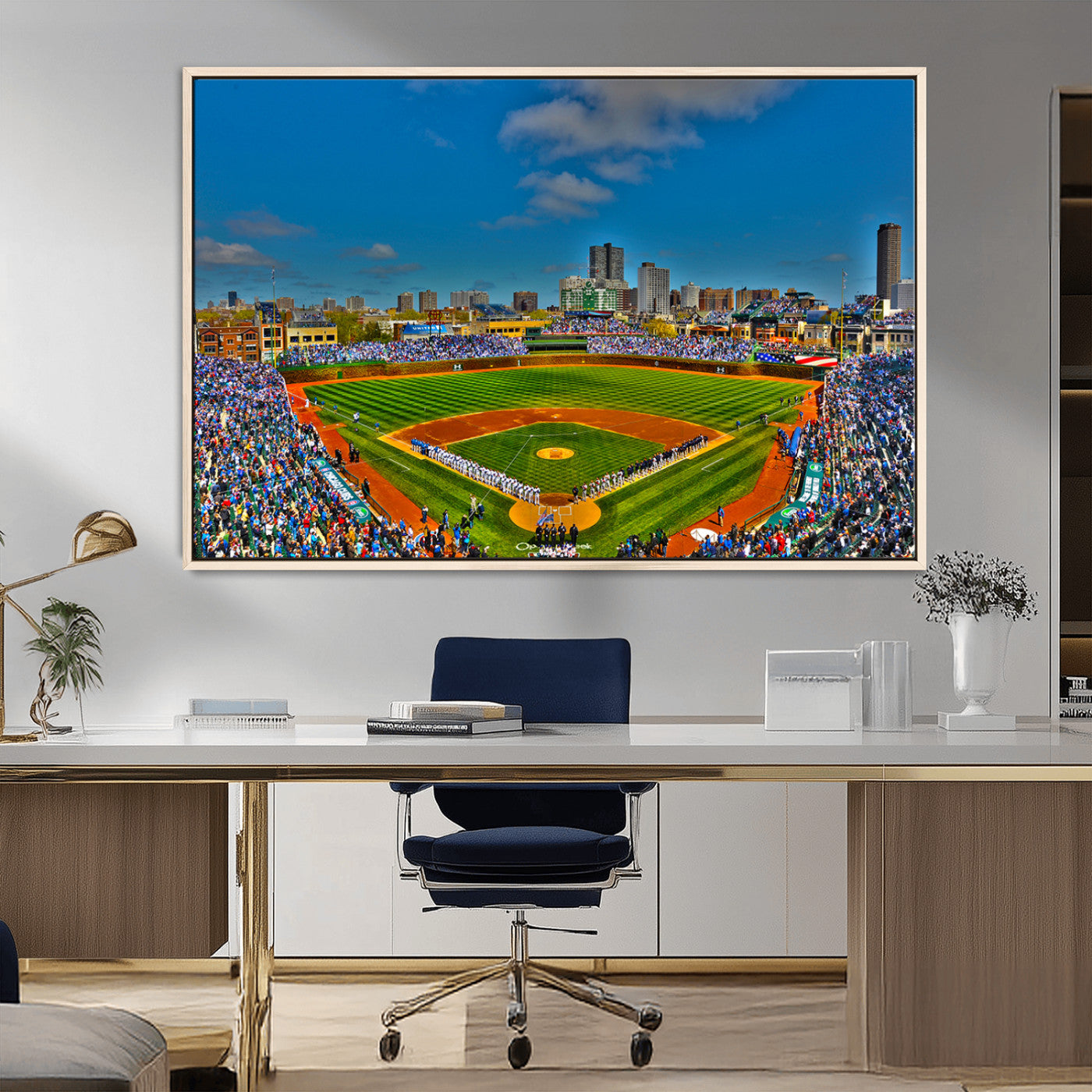 MGV-FC-36X24 - Wrigley Field Chicago Cubs Canvas Wall Art - Iconic Baseball Stadium Print for Sports Lovers - Ready