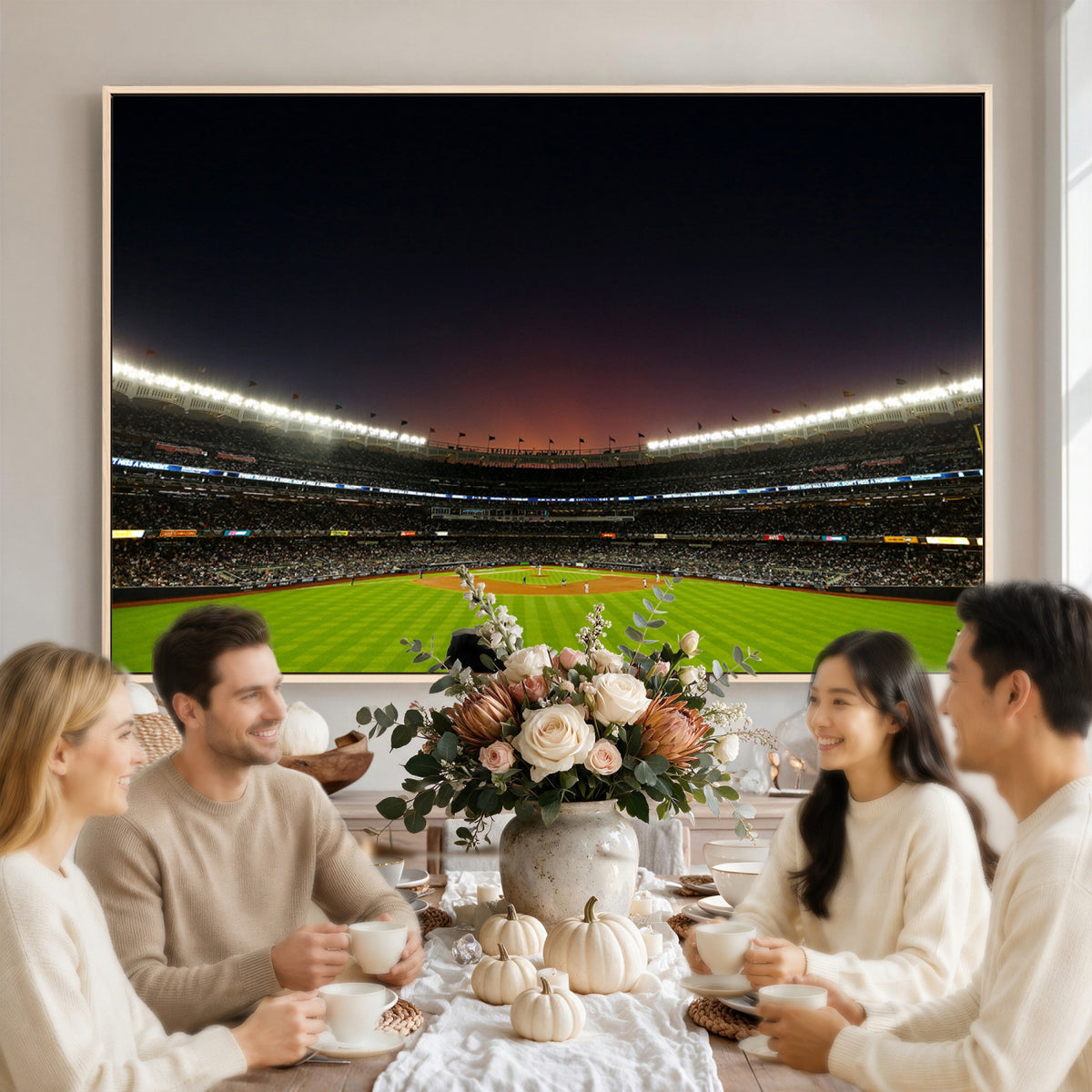 59138-MGV-CV-36X24 - Yankee Stadium Night Game Triple Canvas, New York Yankees Stadium Wall Art