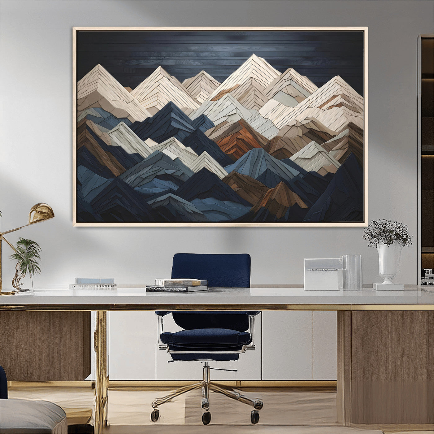 MGV-FC-36X24 - Mountain Range Art Wood Style Wall Art - Ready to Hang 3-Piece Set for Modern Rustic Decor, Abstract