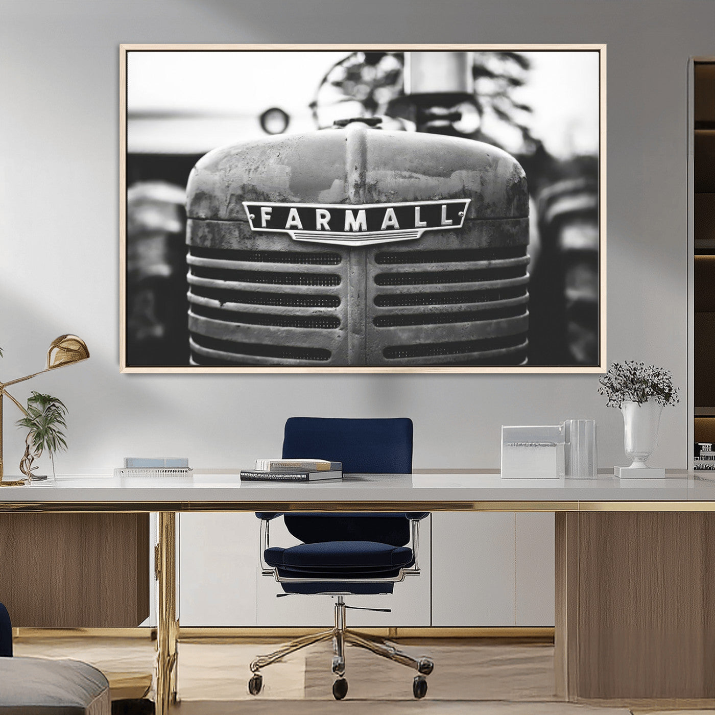 MGV-FC-36X24 - Vintage Farmall Tractor Wall Art Canvas Print, Rustic Farmhouse Decor Ready to Hang