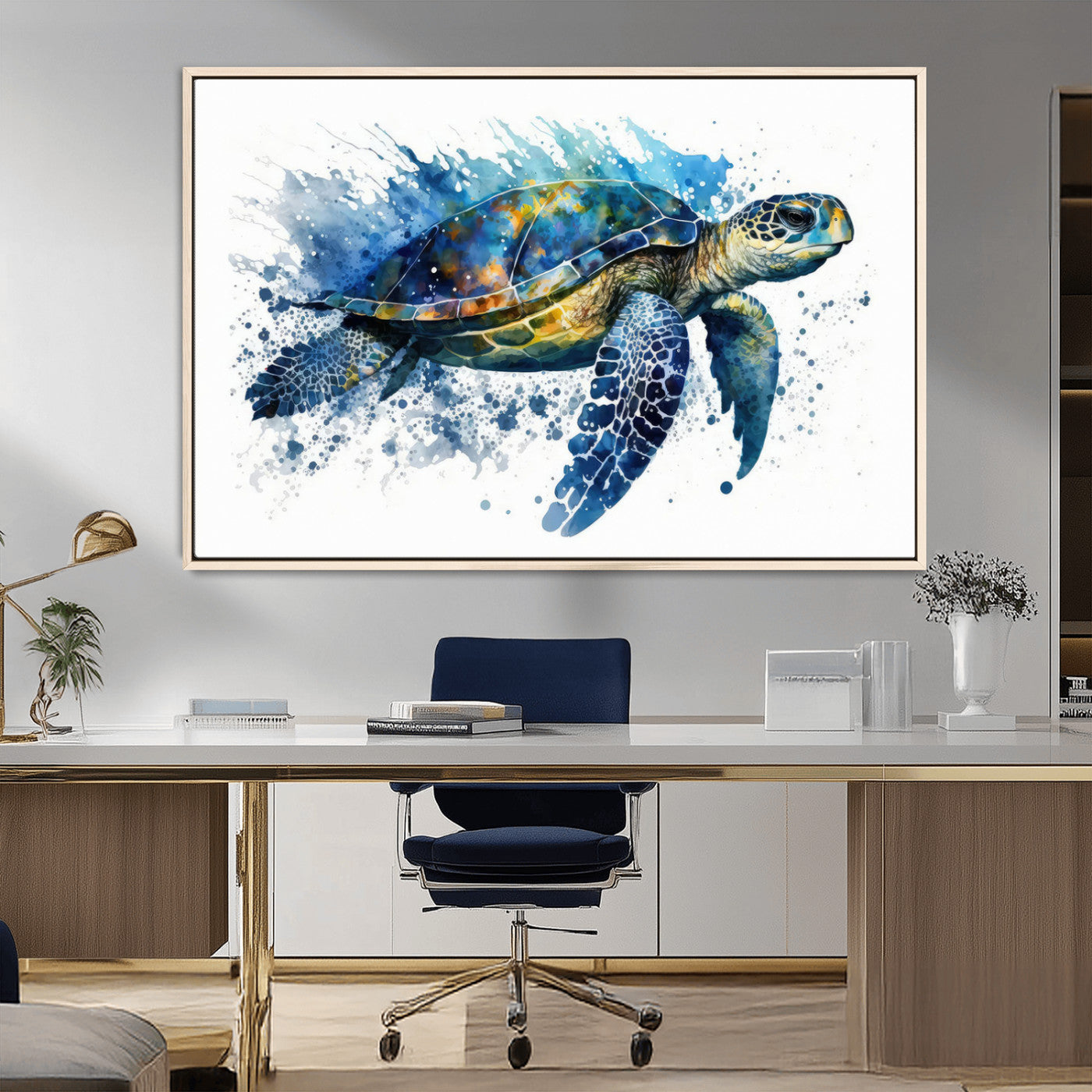 MGV-FC-36X24 - Watercolor Turtle Wall Art Canvas Print for Decoration